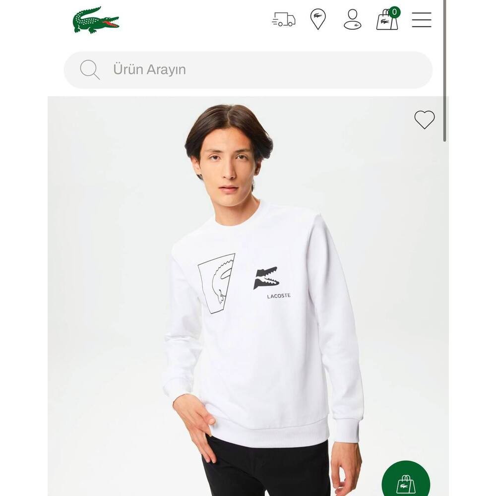 Lacoste Sweatshirt Floklu Beyaz