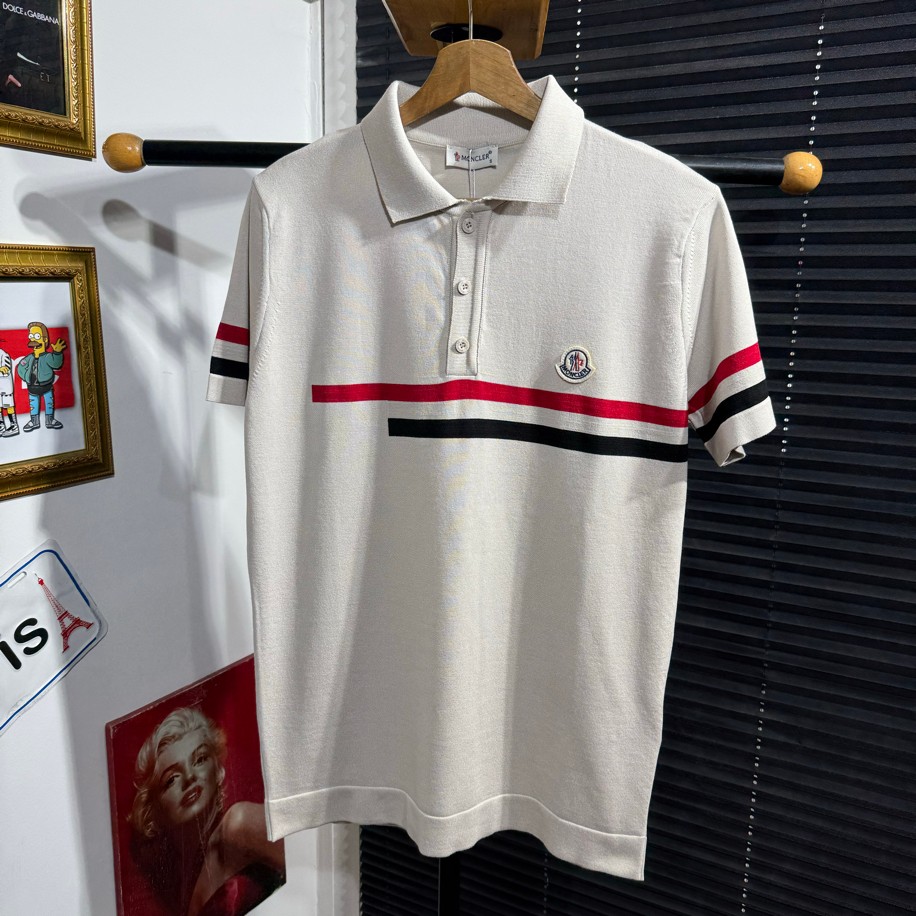 MONCLER POLO YAKA TRİKO KOYU KREM RENK