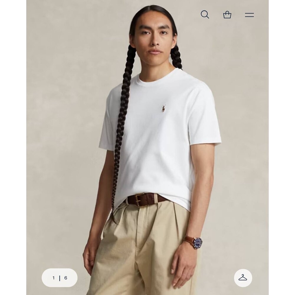 Polo Ralph Lauren Basic Bisiklet Yaka Beyaz