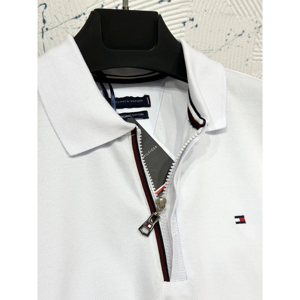 Tommy Hilf Polo Yaka Fermuarlı Beyaz