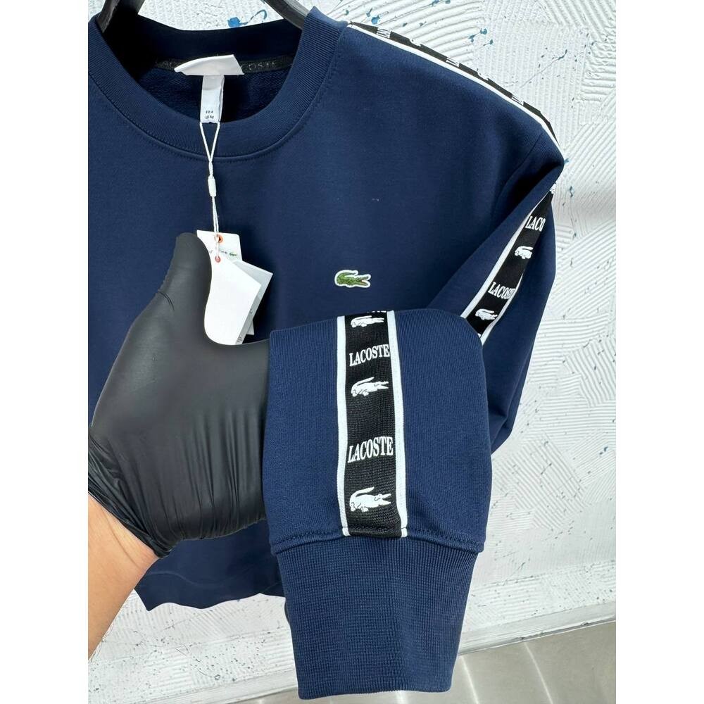 Lacoste Şeritli Sweatshirt Lacivert