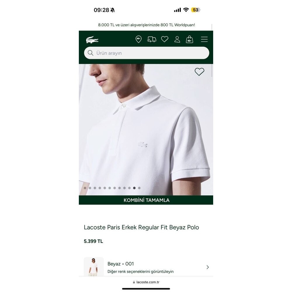 Lacoste Paris Polo Yaka Beyaz