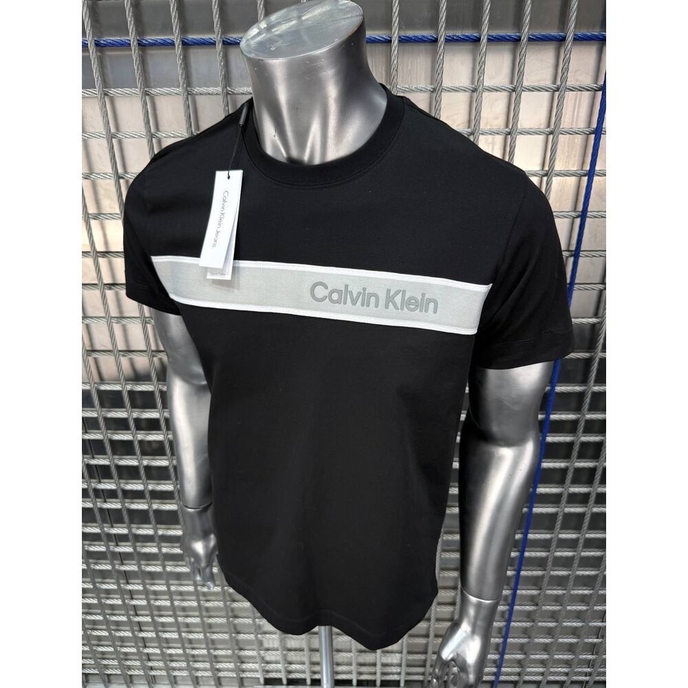 Calvin Klein Şeritli Bisiklet Yaka Siyah