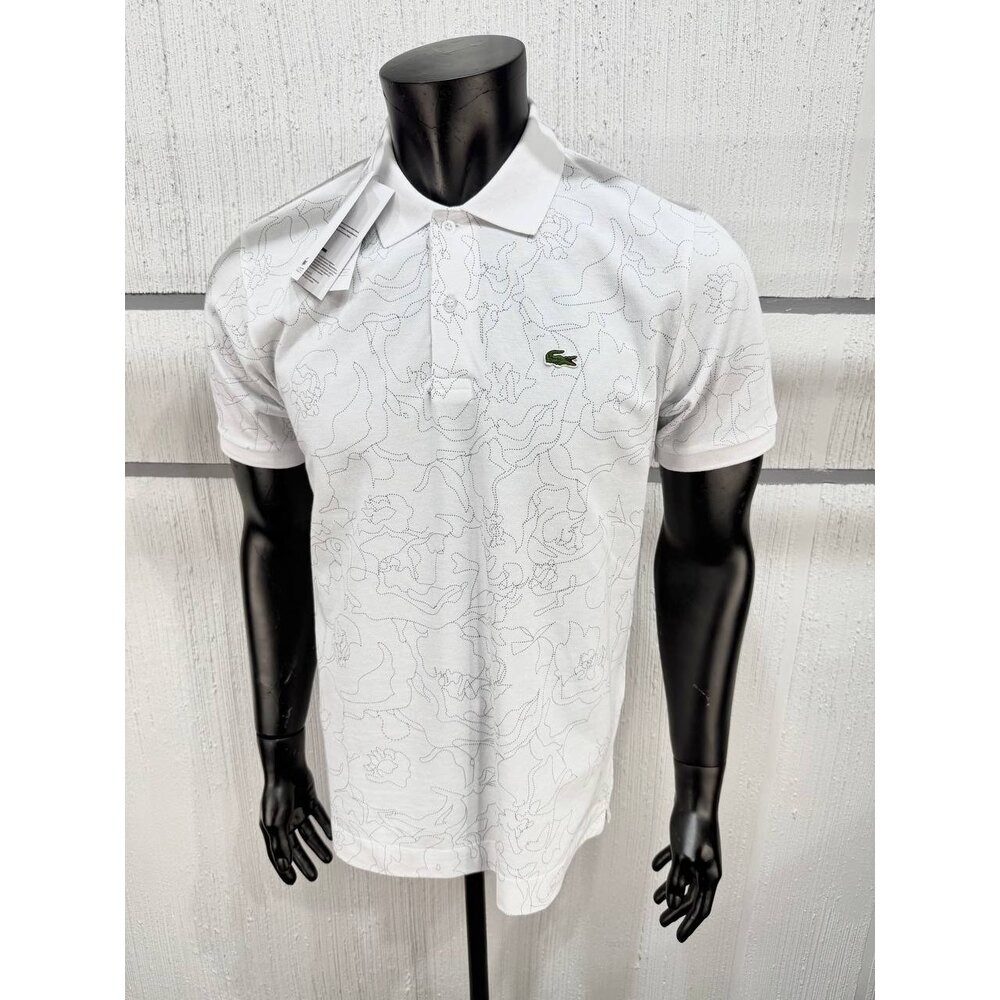 Lacoste Desenli Polo Yaka Beyaz