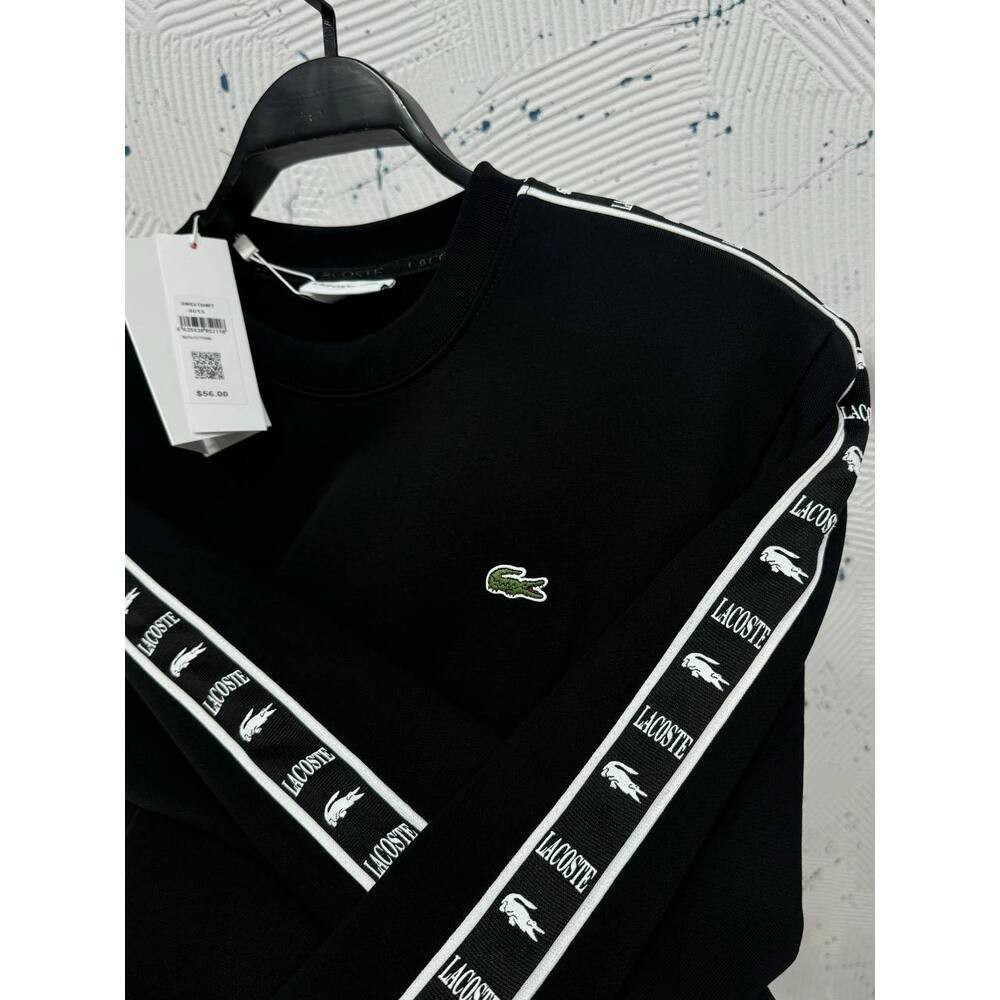 Lacoste Şeritli Sweatshirt Siyah