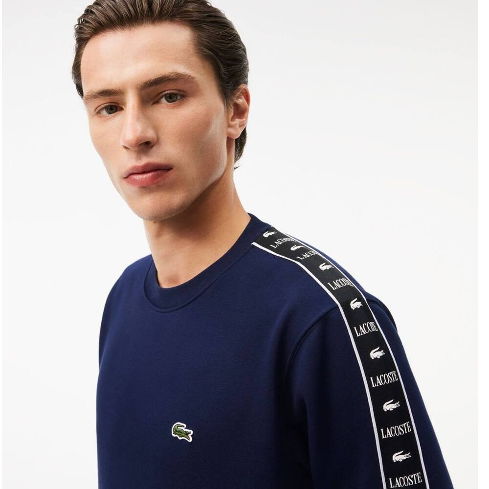 Lacoste Şeritli Sweatshirt Lacivert