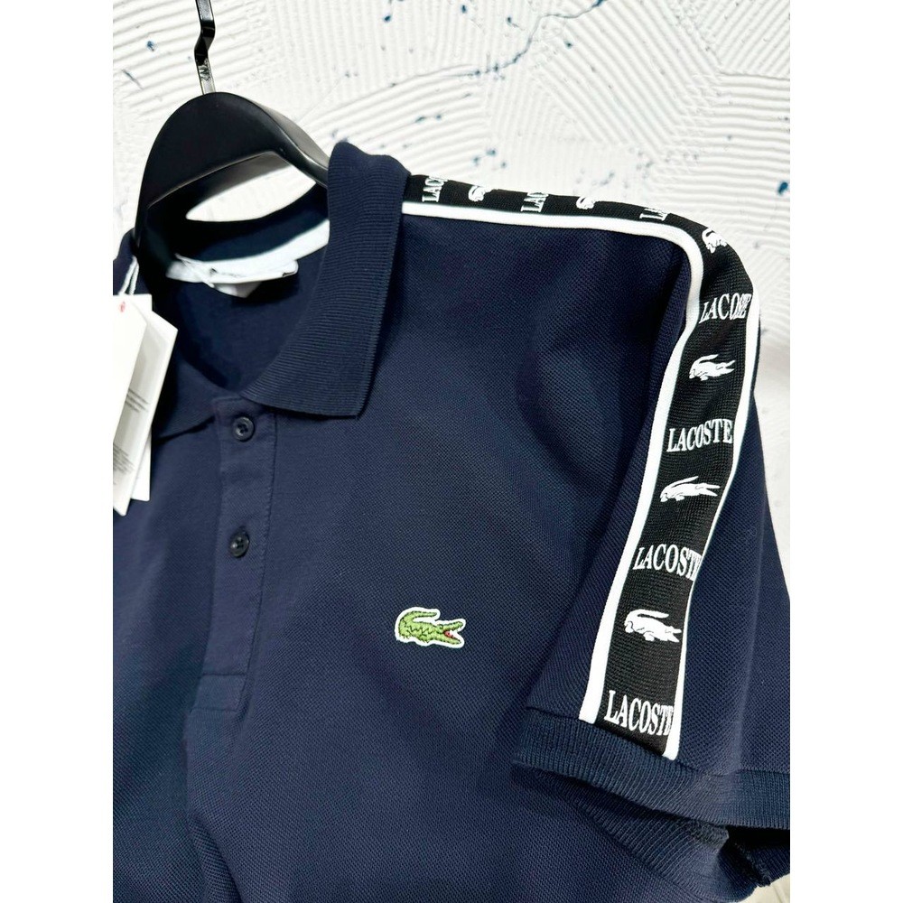 Lacoste Polo Yaka Omuz Şeritli Lacivert