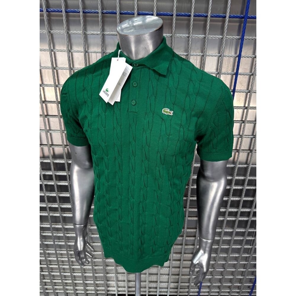 Lacoste Örgü Desen Polo Yaka Triko Yeşil