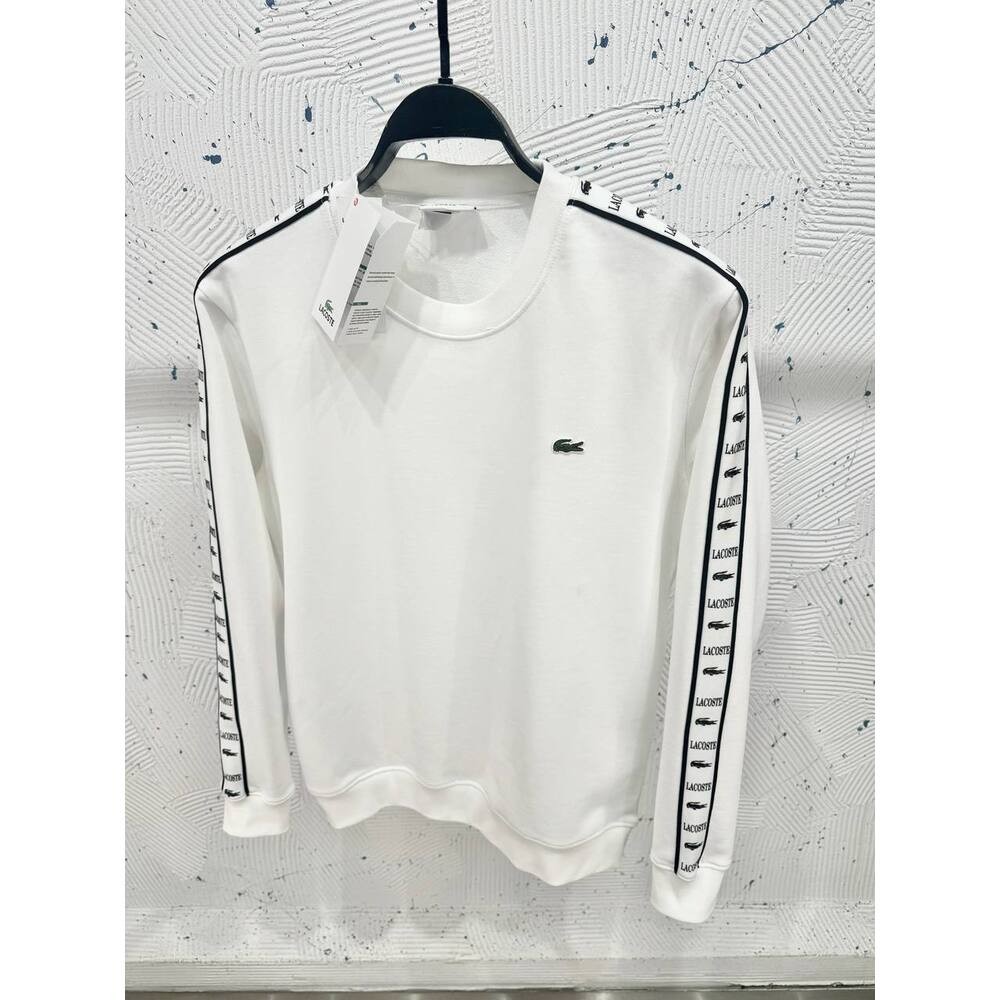 Lacoste Şeritli Sweatshirt Beyaz