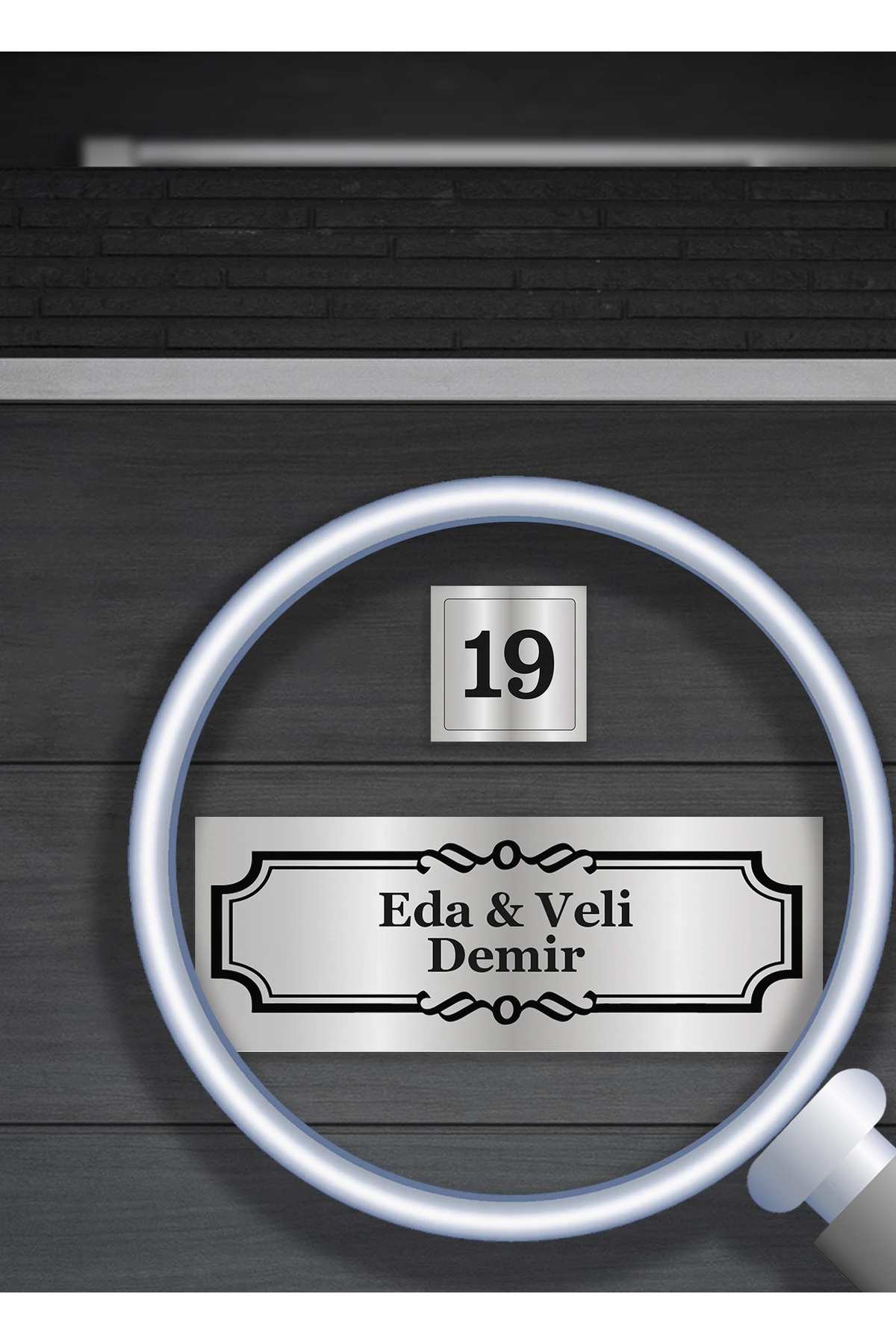 Kişiye Özel Kapı İsimliği - Klasik Model (15x5 cm + 5x5 cm)