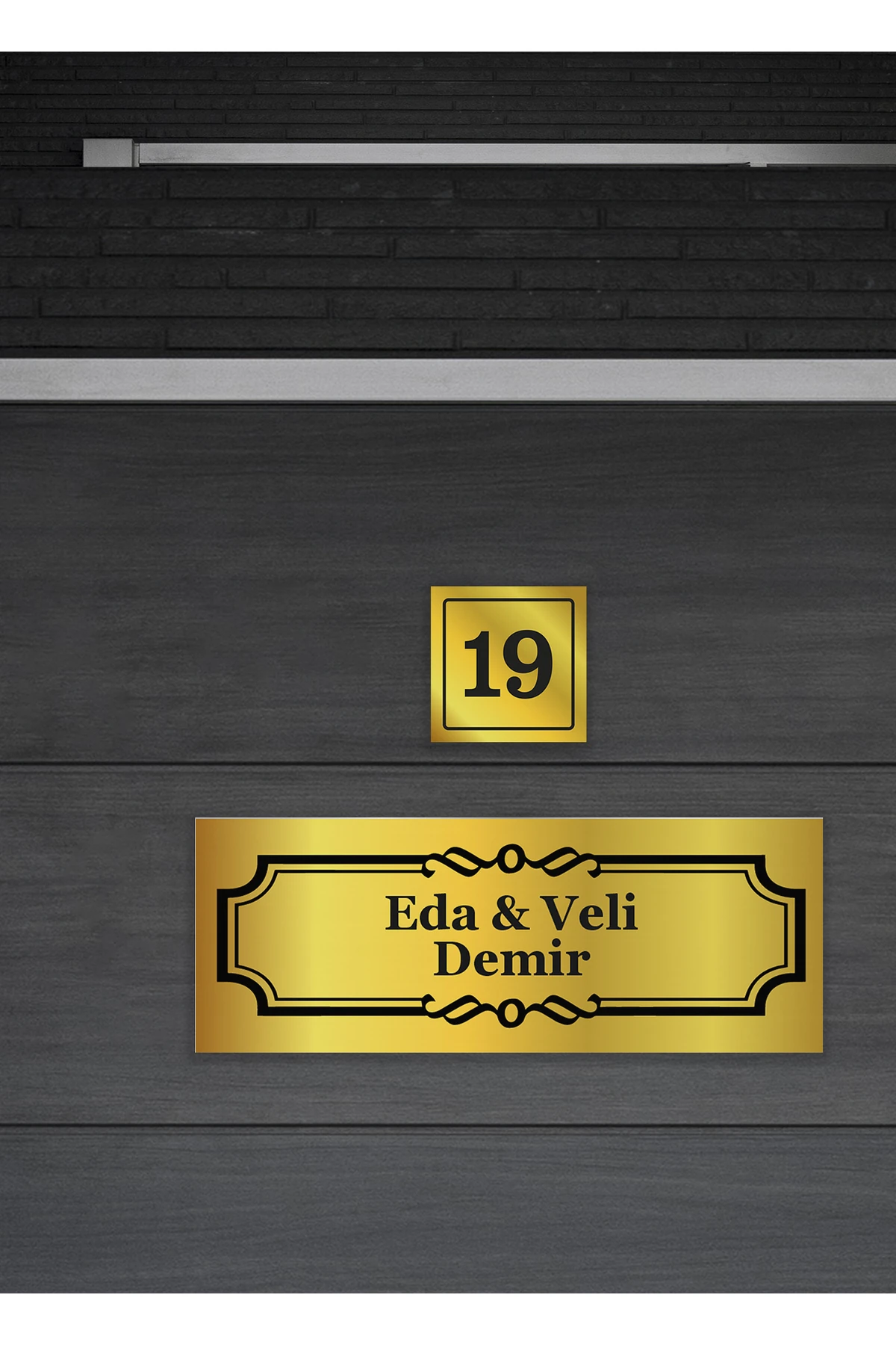 Kişiye Özel Kapı İsimliği - Klasik Model (15x5 cm + 5x5 cm)