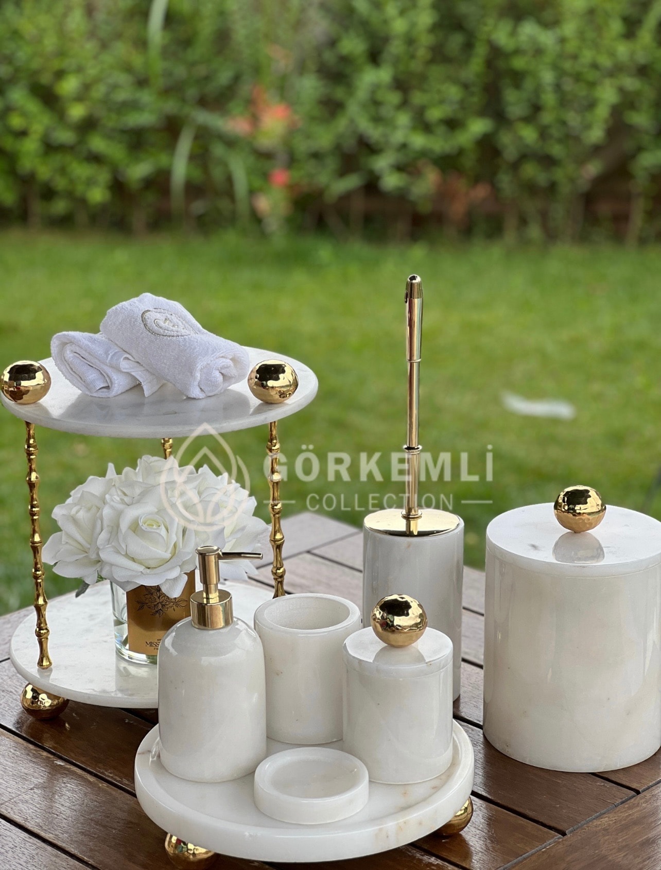 8li Banyo Set Beyaz gold