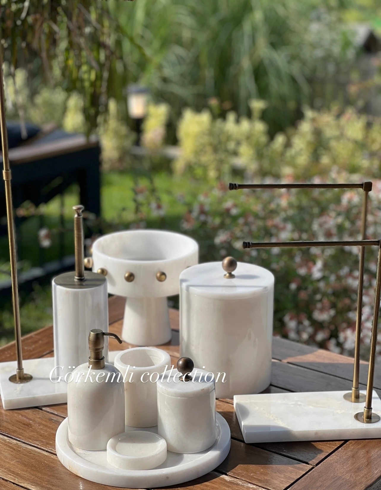 10 Parça Beyaz Pirinç Banyo Set