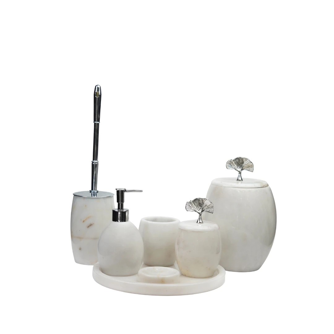 7 li Banyo Seti Oval Traverten Ginko