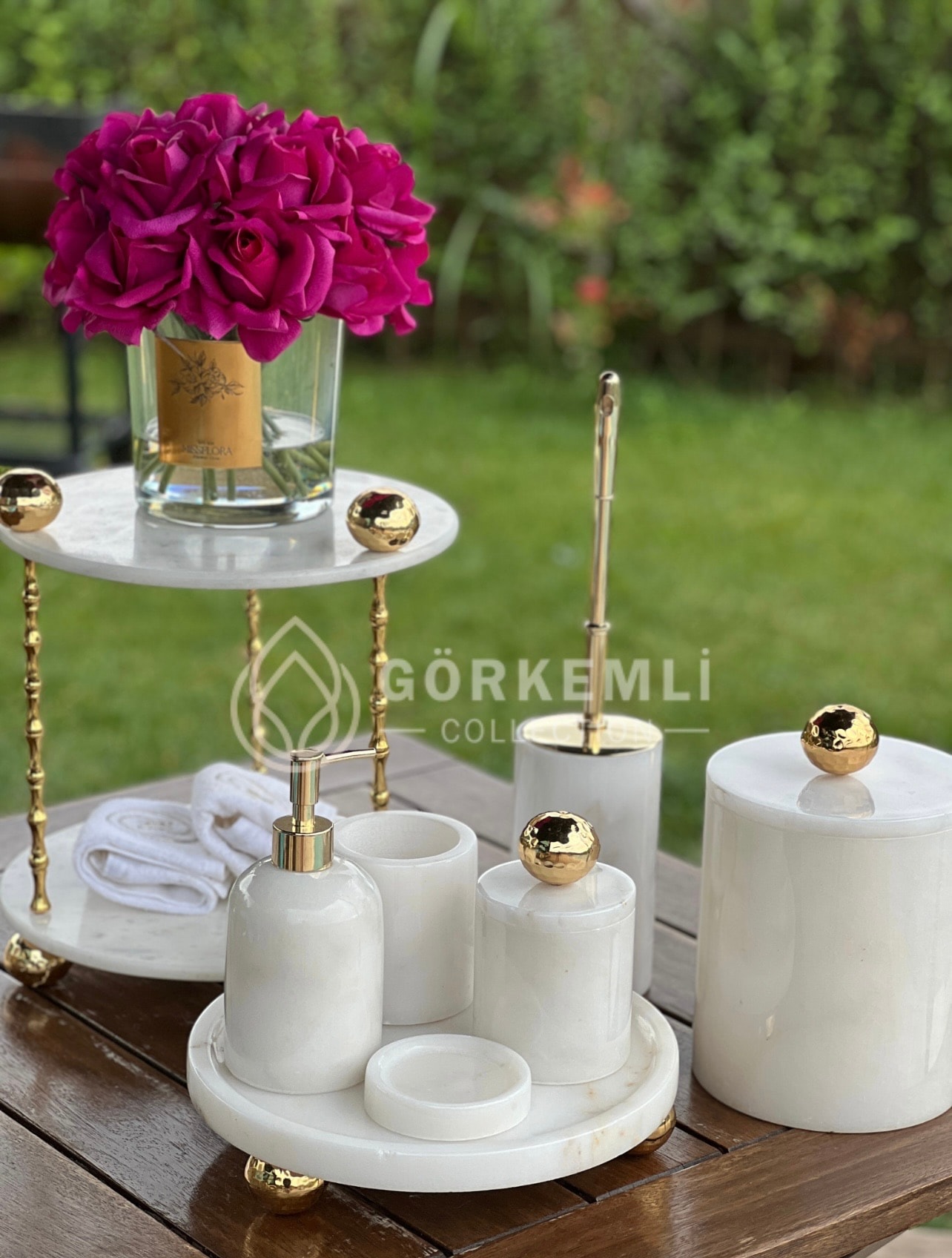 8li Banyo Set Beyaz gold