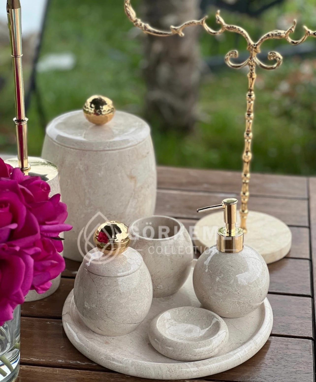 7li Banyo Set Portakal model Bej Gold