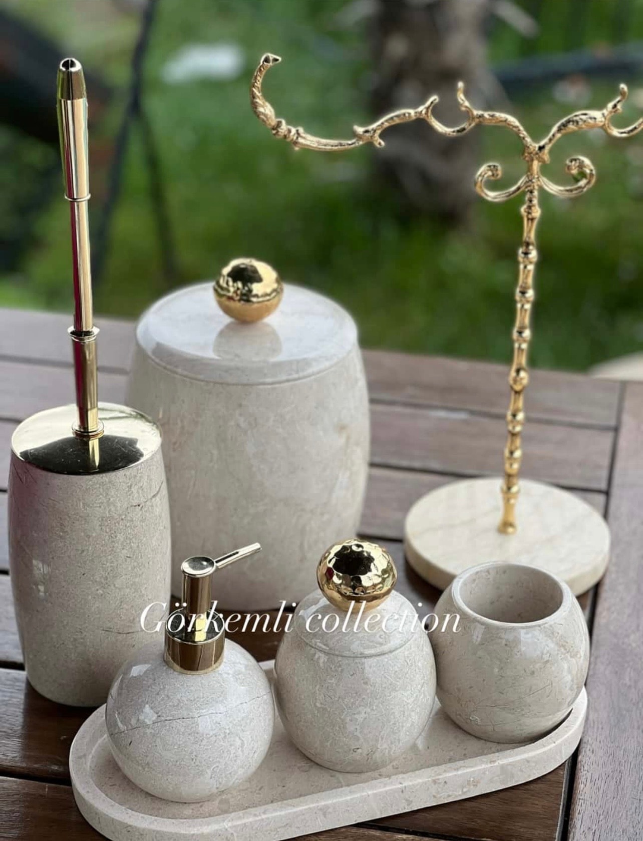 8'li banyo set Portakal model + Kollu Havluluk Bej Gold
