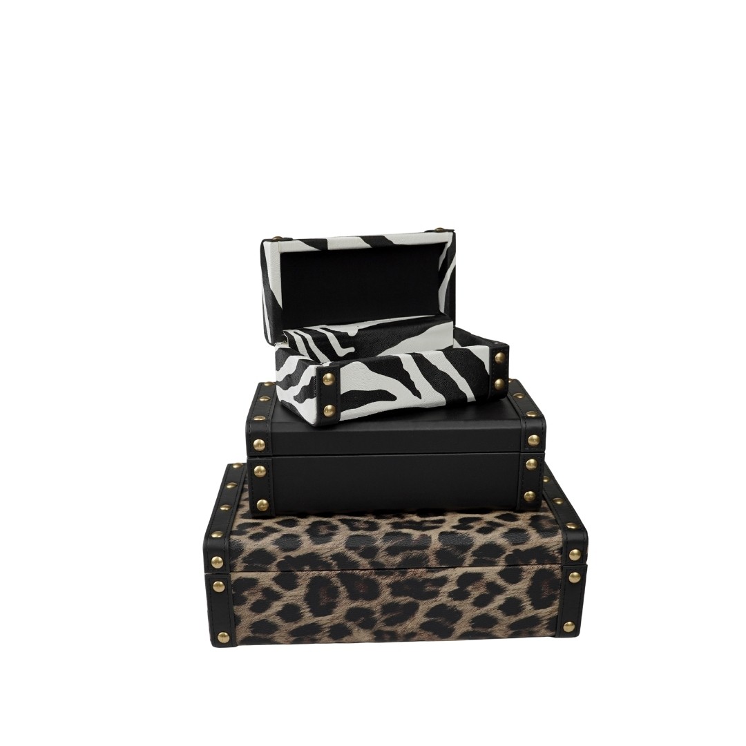 3 lü Leopar Deri Kutu