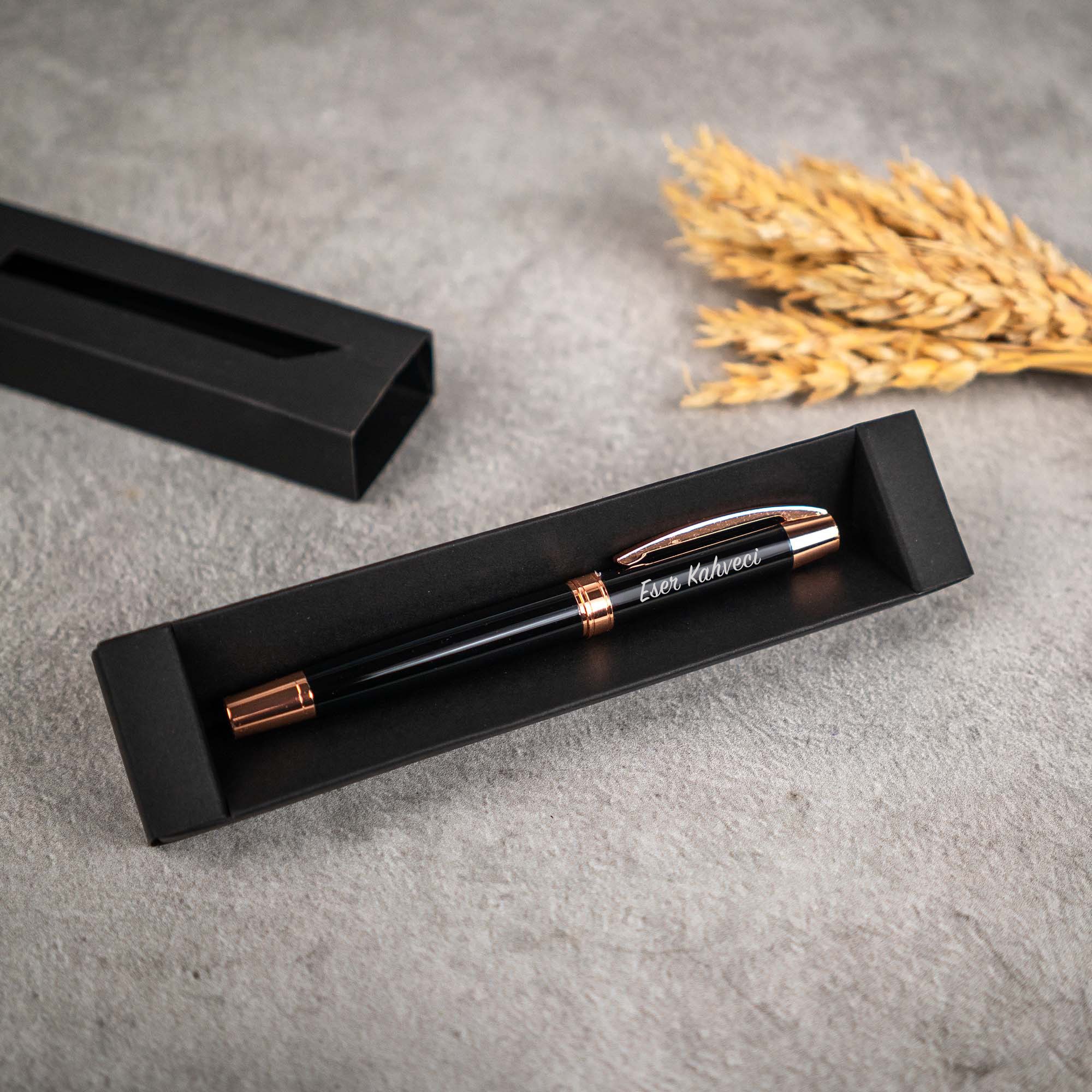 İsim Baskılı Siyah Metal Premium Roller İmza Kalemi