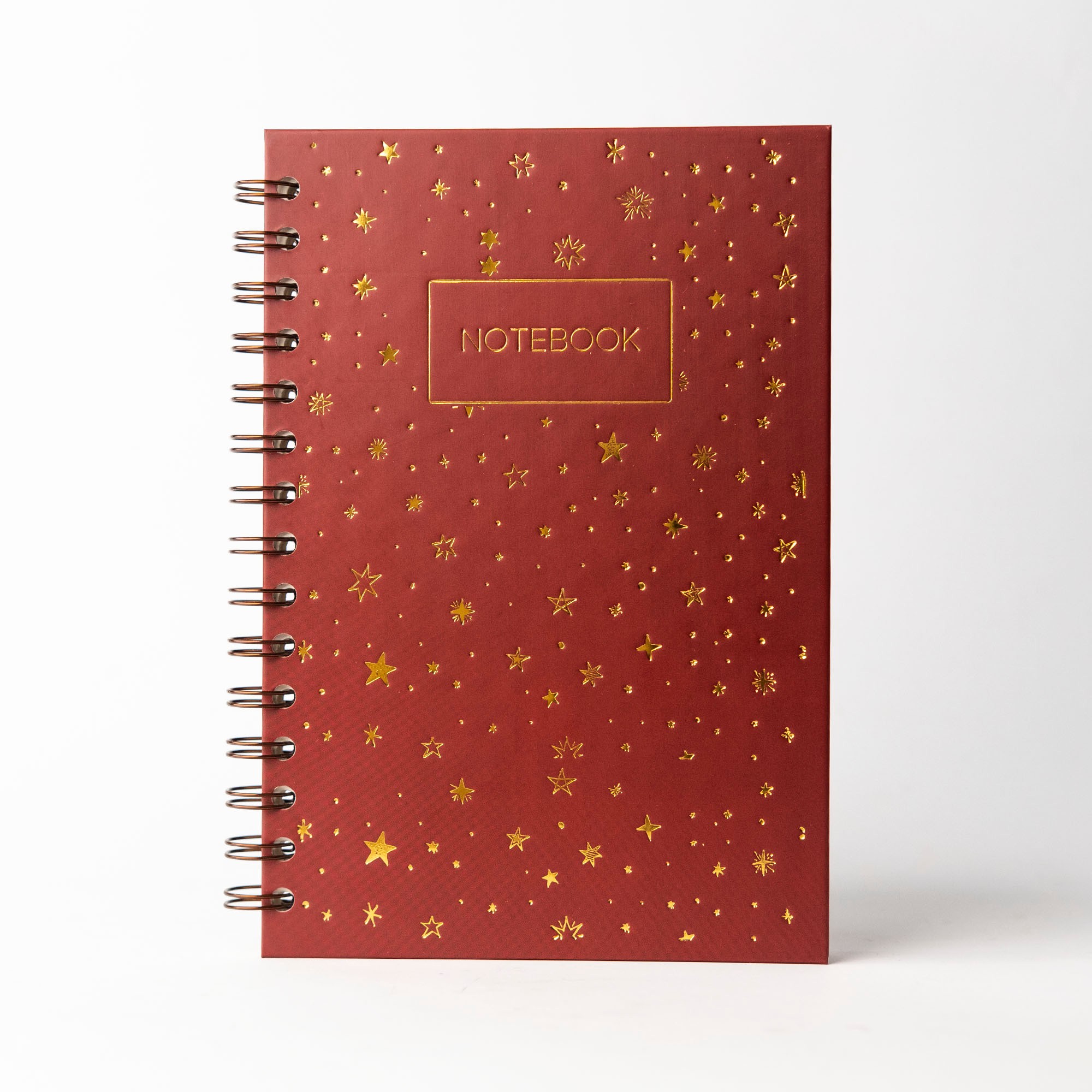 Gold Yıldız Desenli Notebook - Bordo