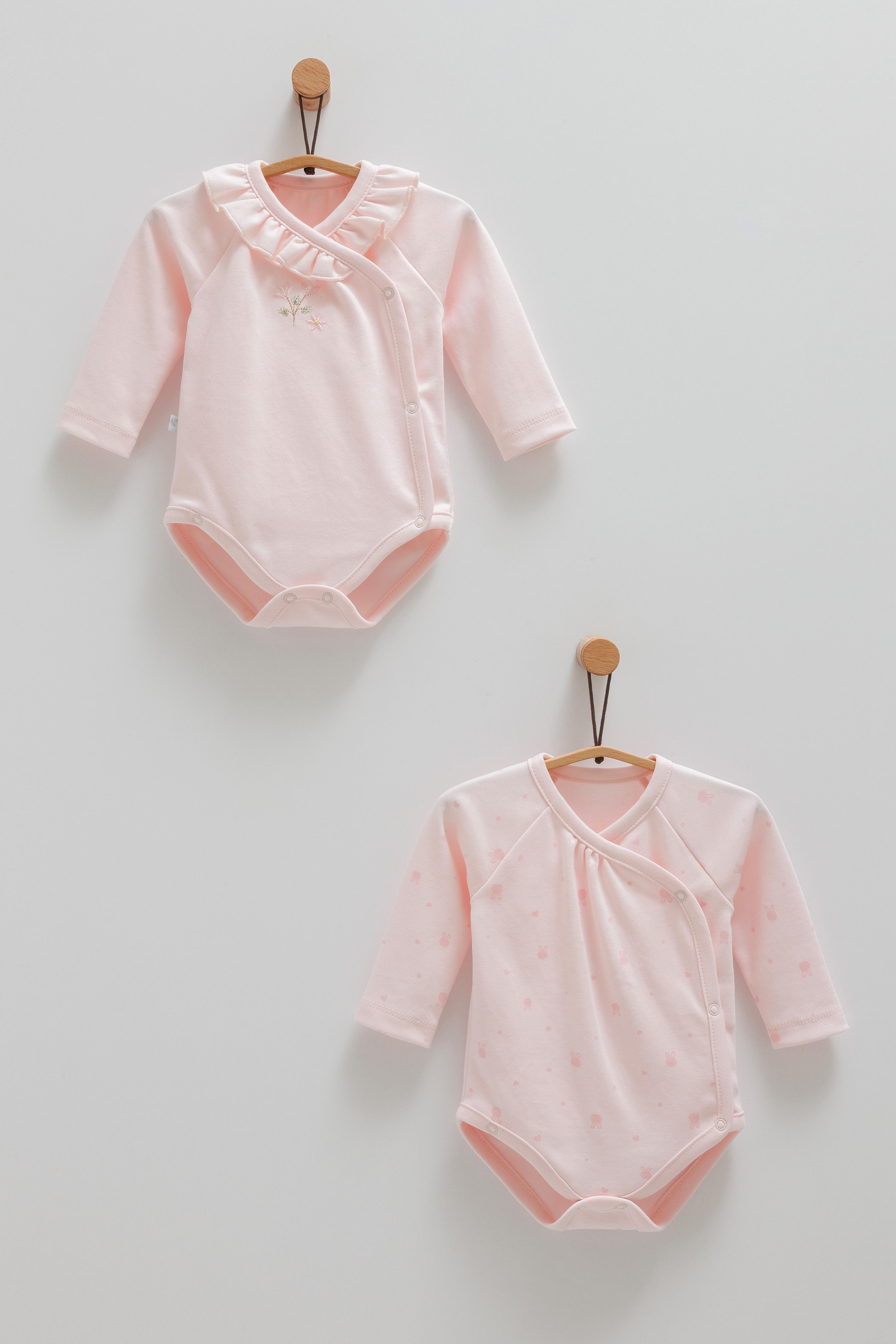Cute Rabbit 2’li Kız Bebek Body Seti - Pembe