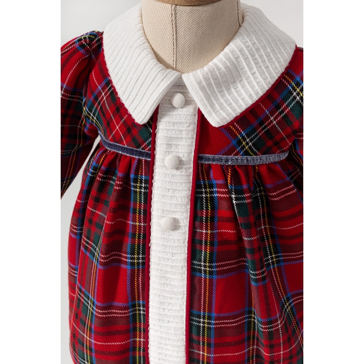 Petit Tartan Ekose Desenli Kız Bebek Elbisesi/ Saç Bantlı