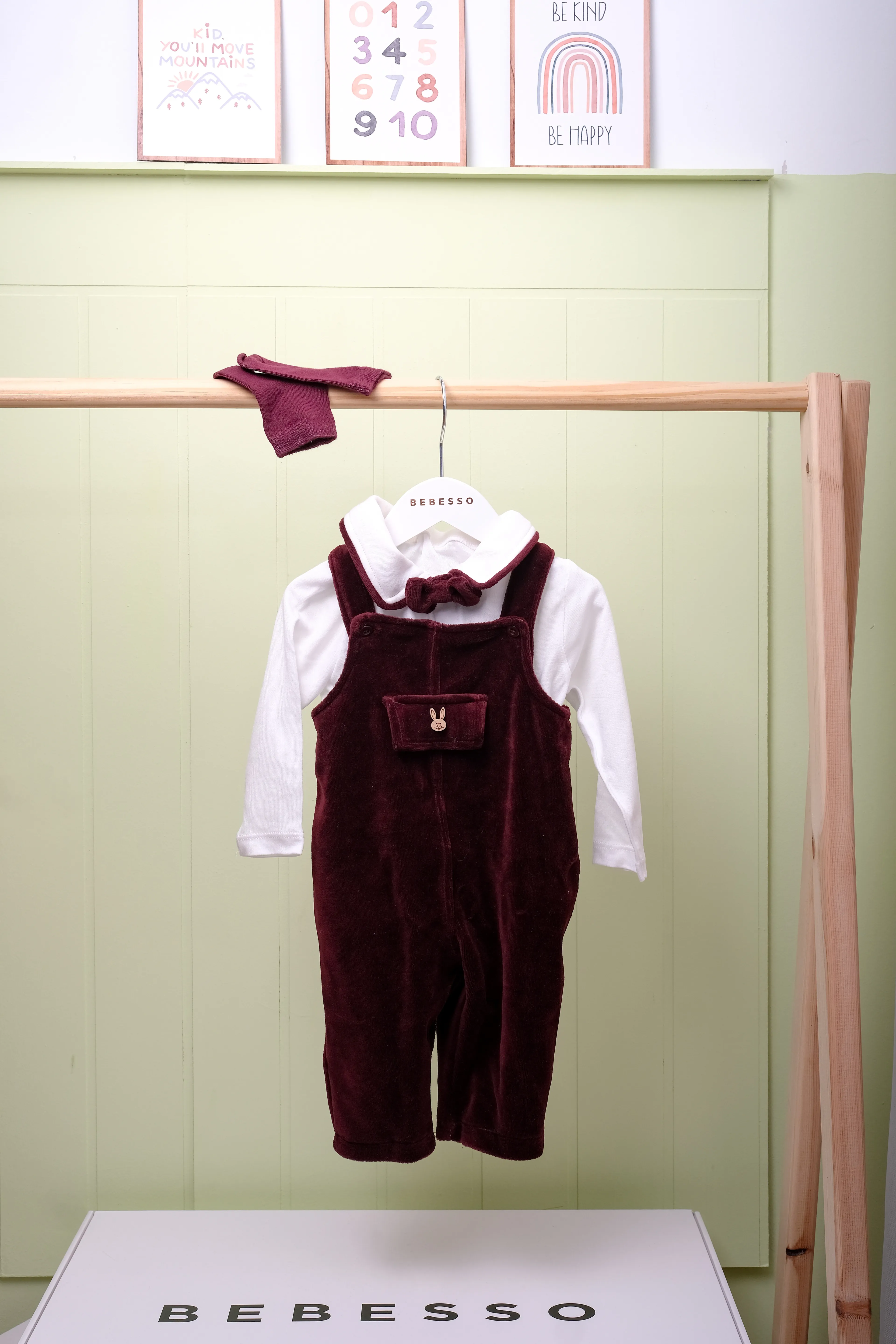 Monsieur Velours Erkek Bebek Kadife 3’lü Tulum Seti 