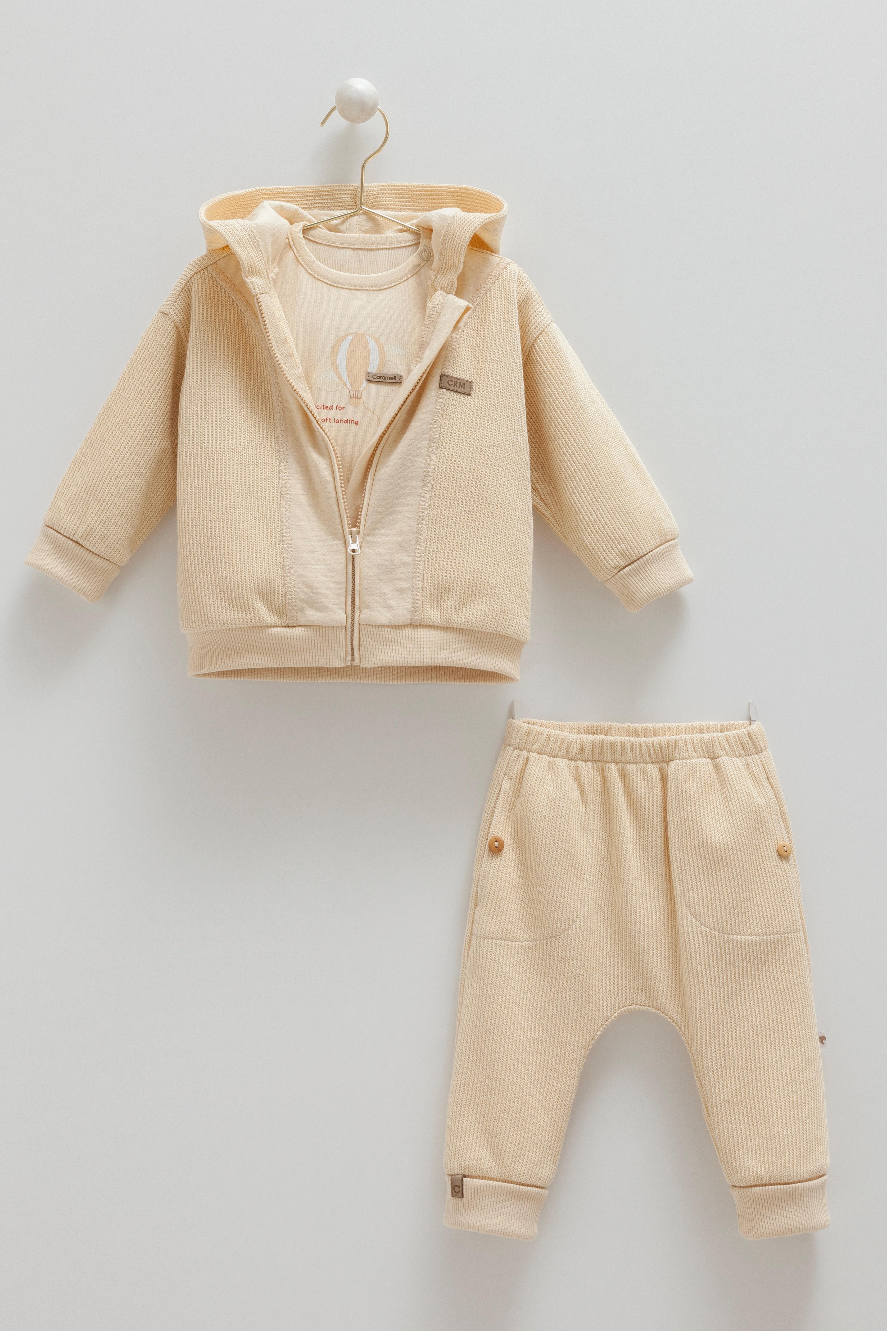 Soft Style Boy Little Voyager 3’lü Erkek Bebek Triko Takım - Bej