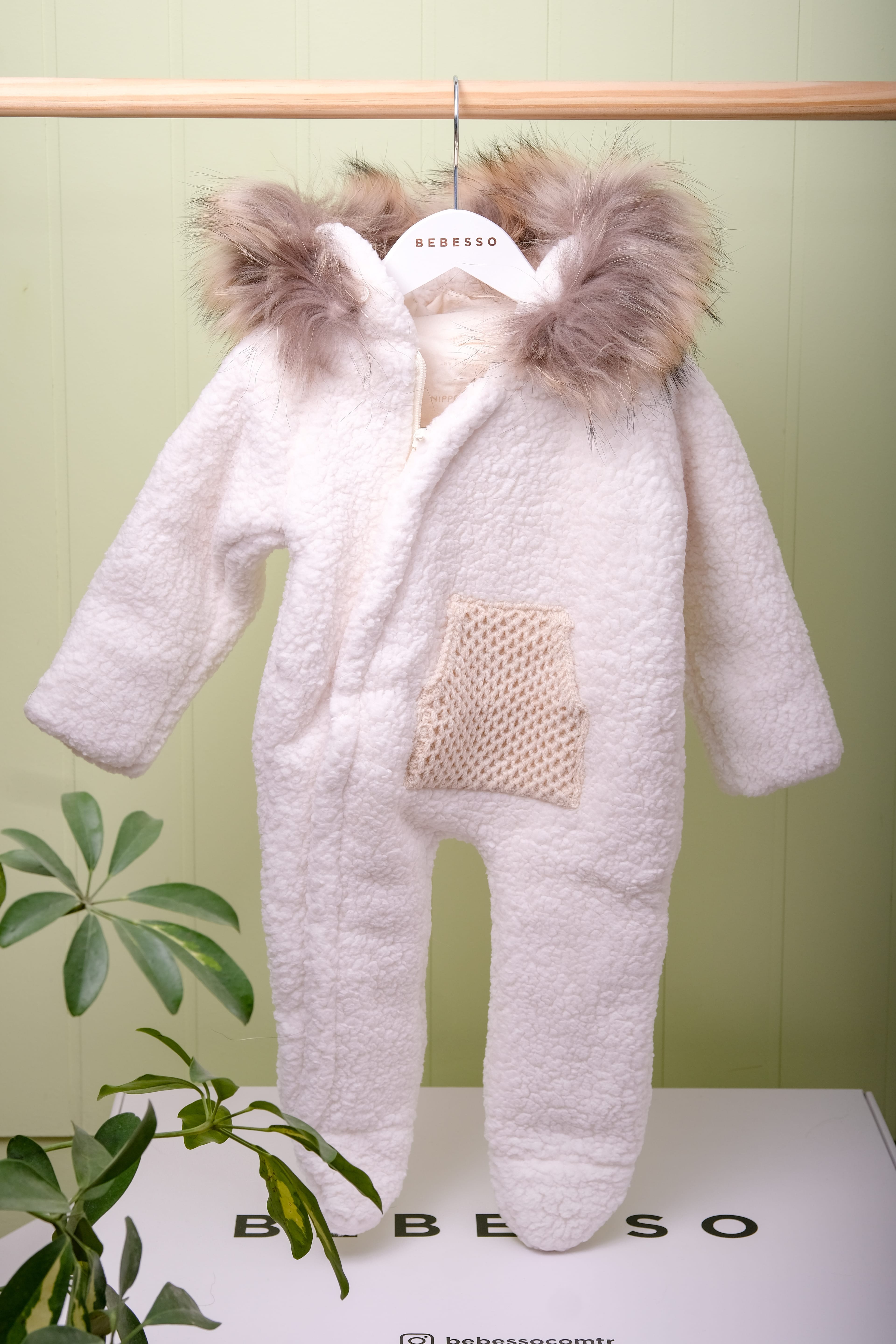 Arctic Cozy Kürk Yakalı Sherpa Bebek Tulum