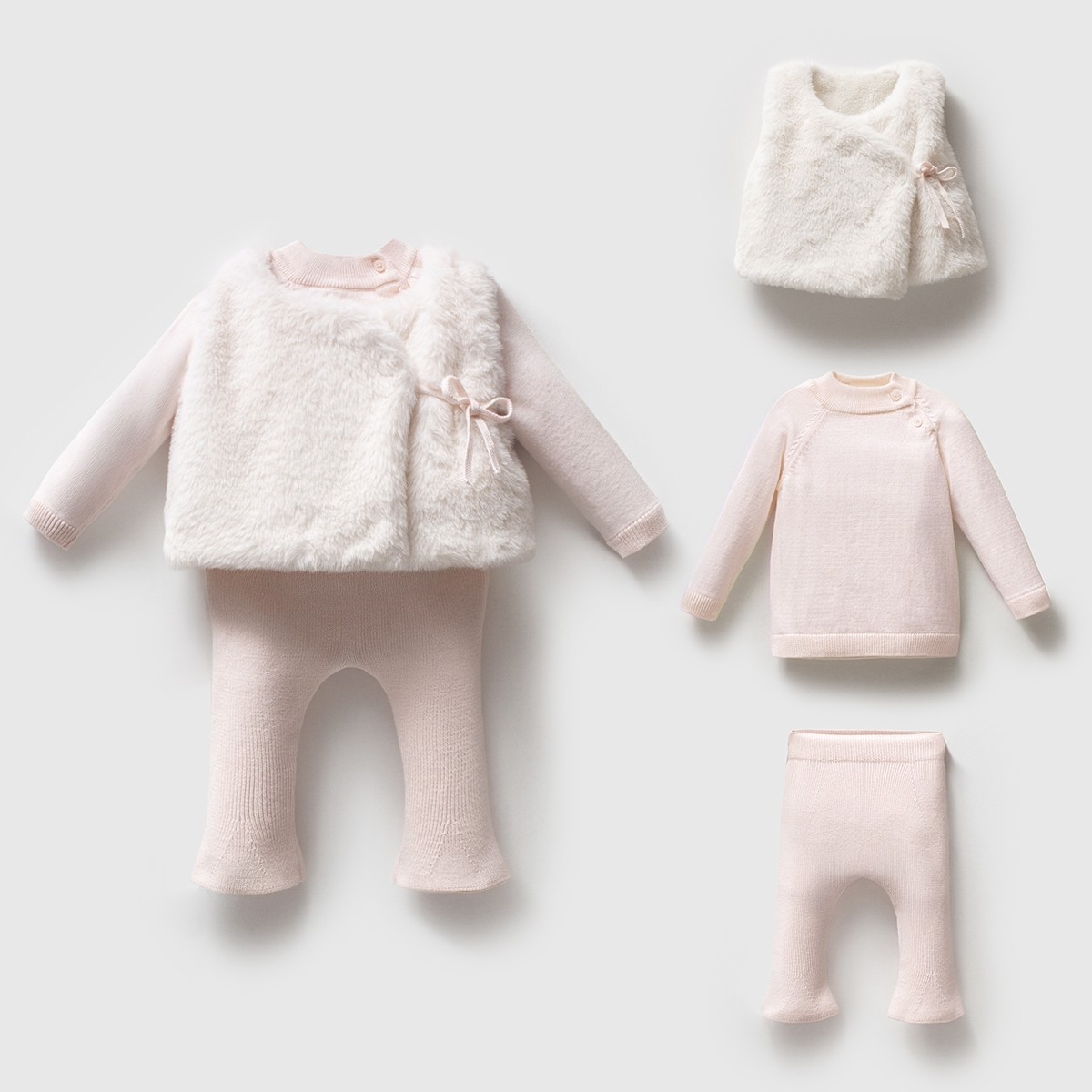 Douce Hiver 3’lü Triko Kız Bebek Takım – Sıcacık Bir Zarafet - Pembe