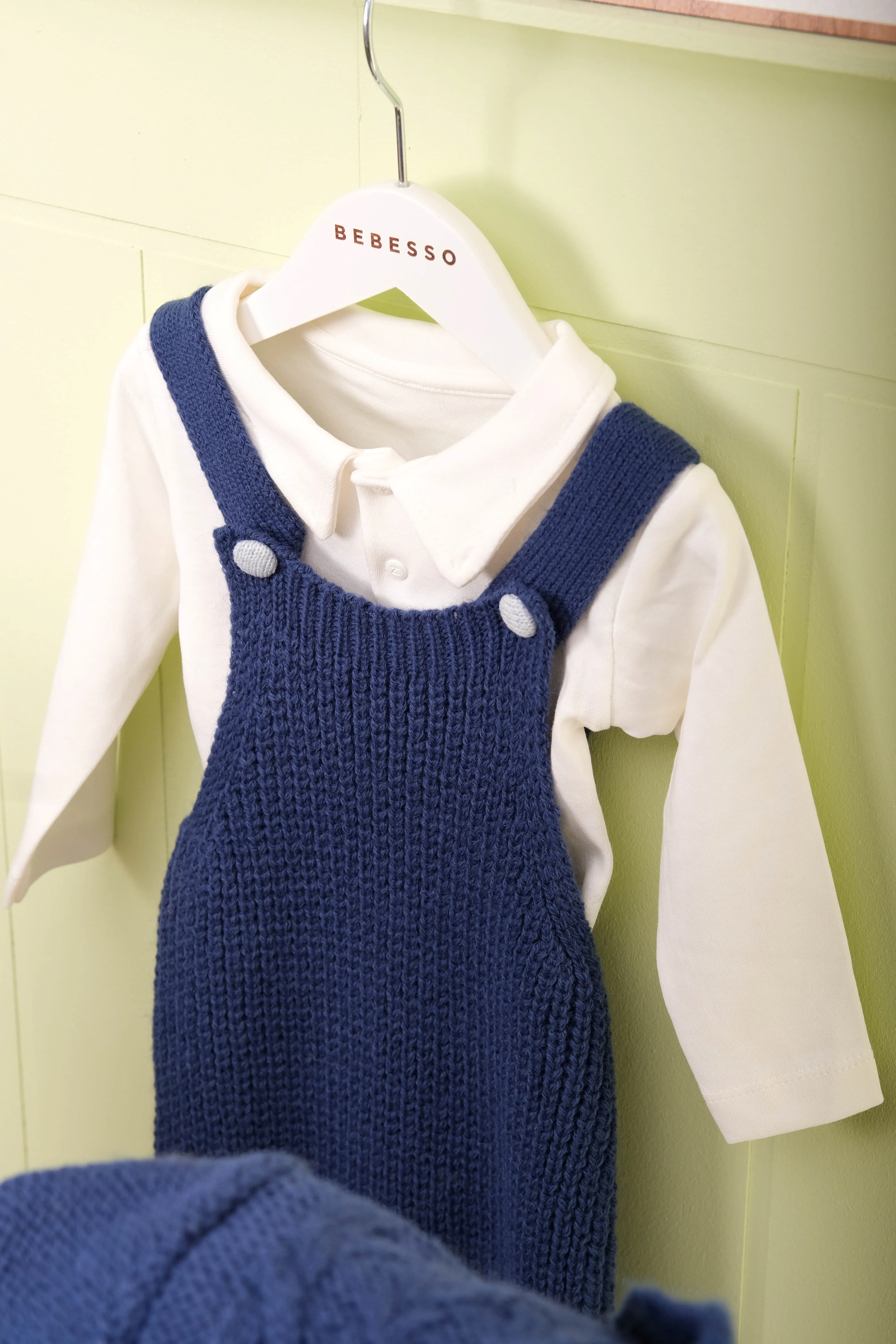 Tricot Pompon d’Hiver Erkek Bebek 3'lü Salopetli Takım