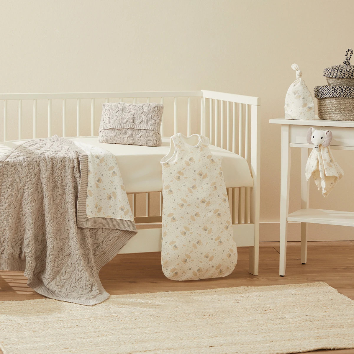 Fil Desenli Bebek Nevresim Takımı - Gri