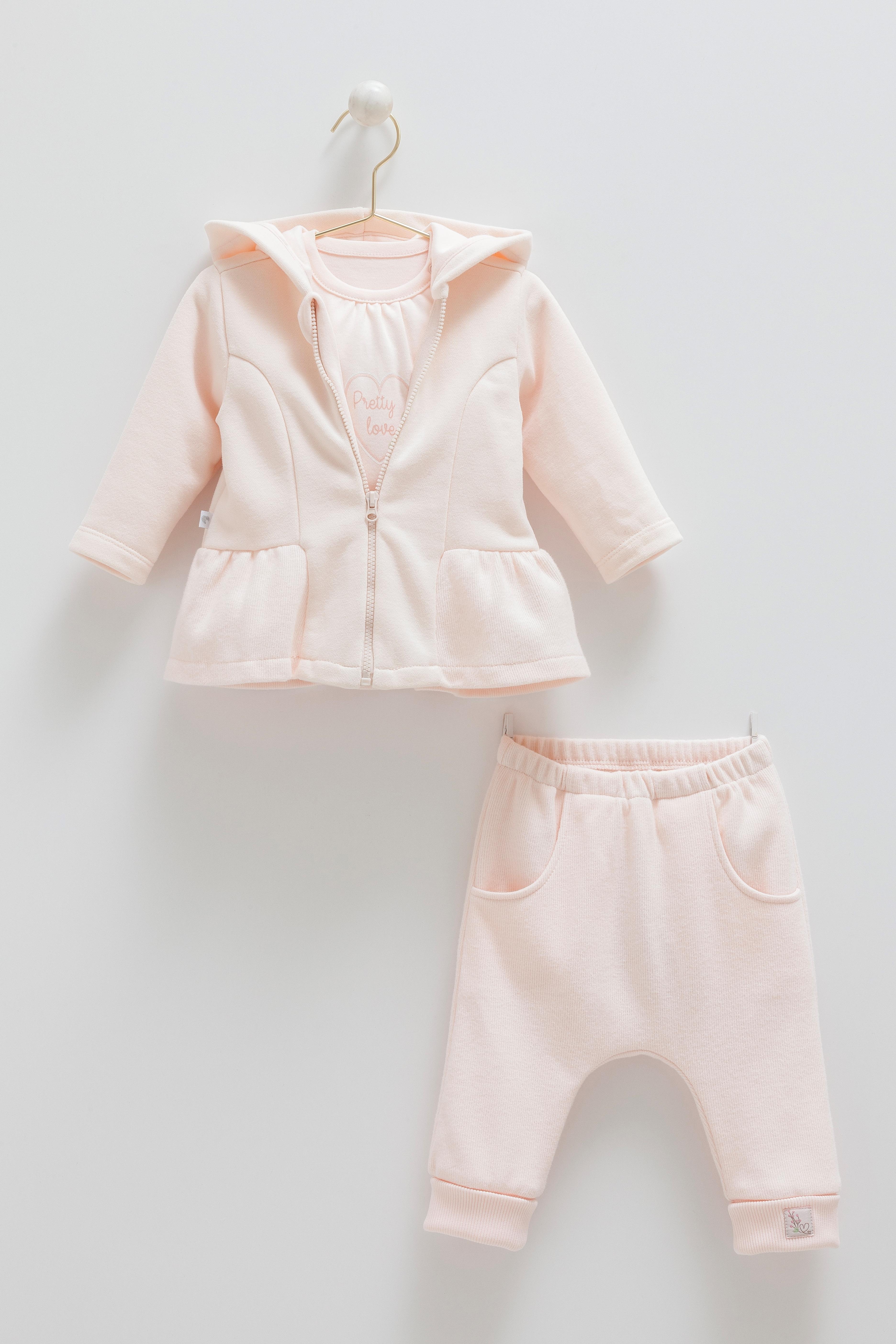 Pretty Baby Charm 3'lü Kız Bebek Takım  - Pembe
