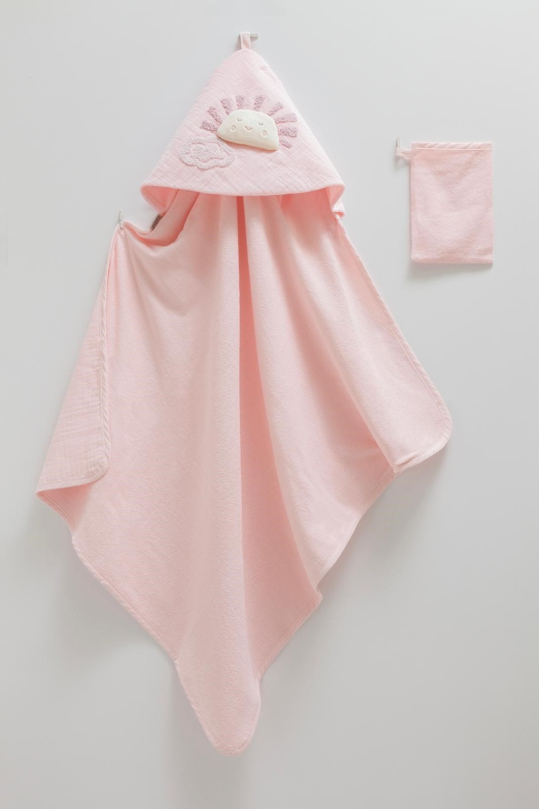 Petit Soleil Kız Bebek Bornoz Seti - Pembe