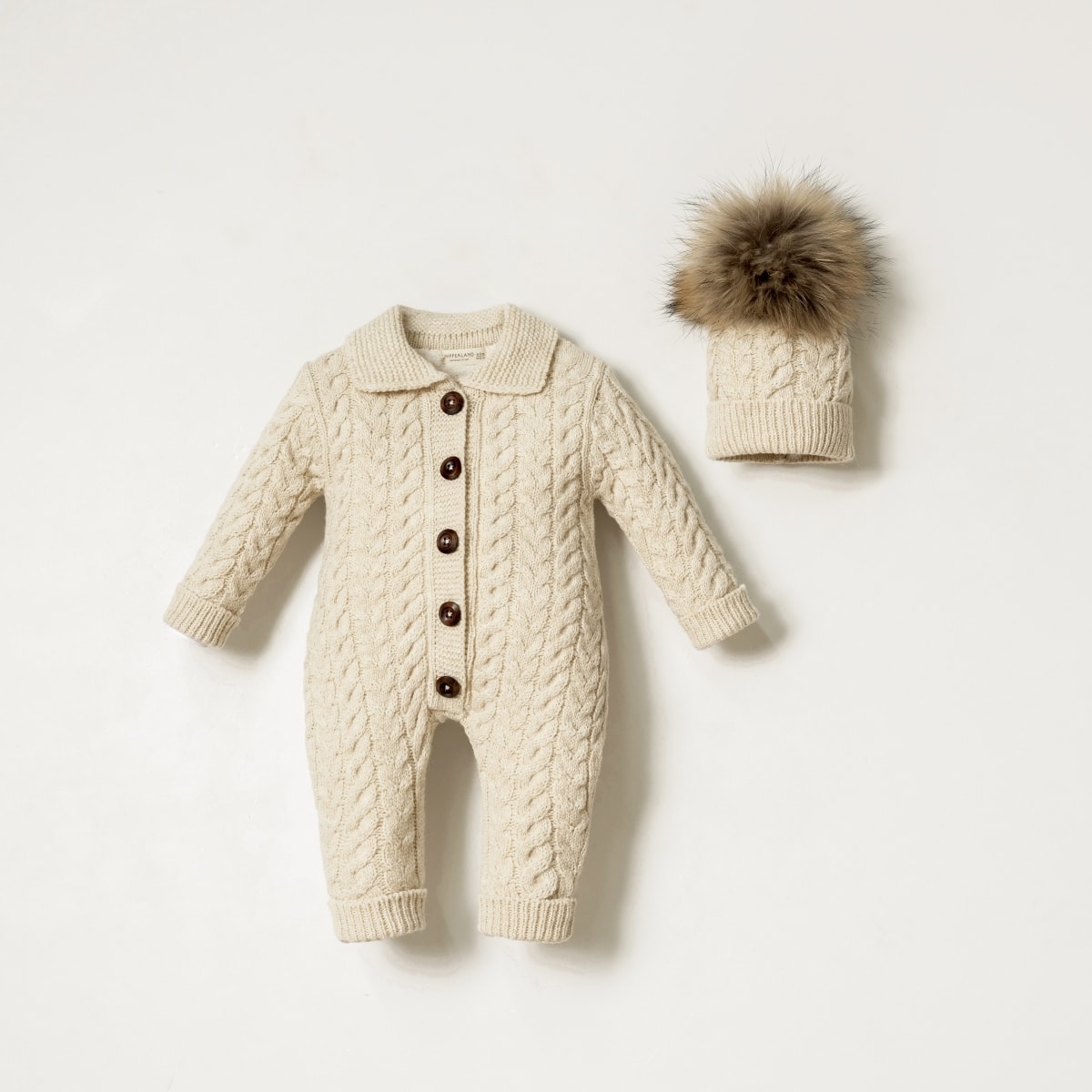 Bébé Tricot Doux Bebek Şapkalı Triko Tulum - Bej