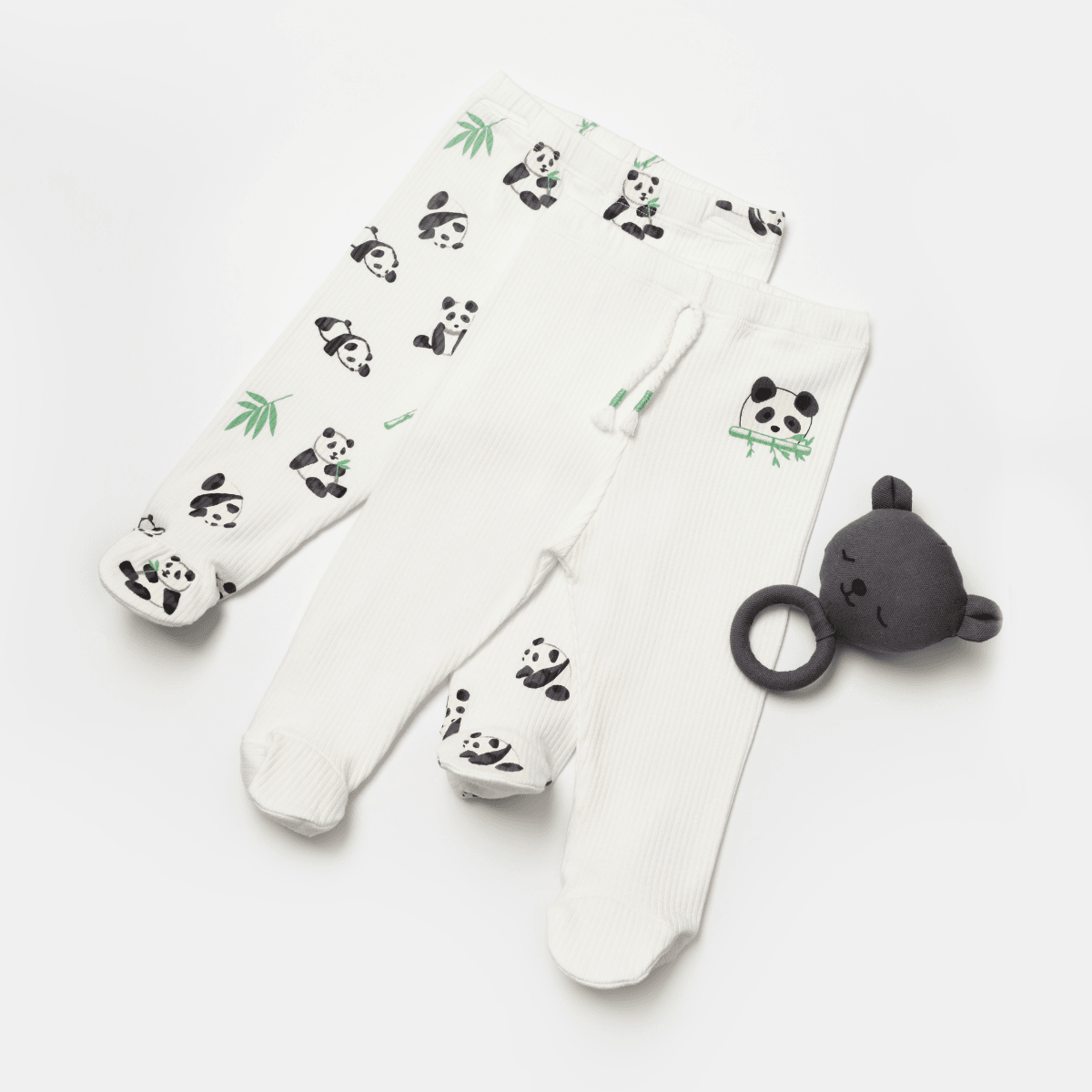 Petit Panda %50 Organik Pamuklu & Bambu 2’li Bebek Pantolon Seti  - Ekru