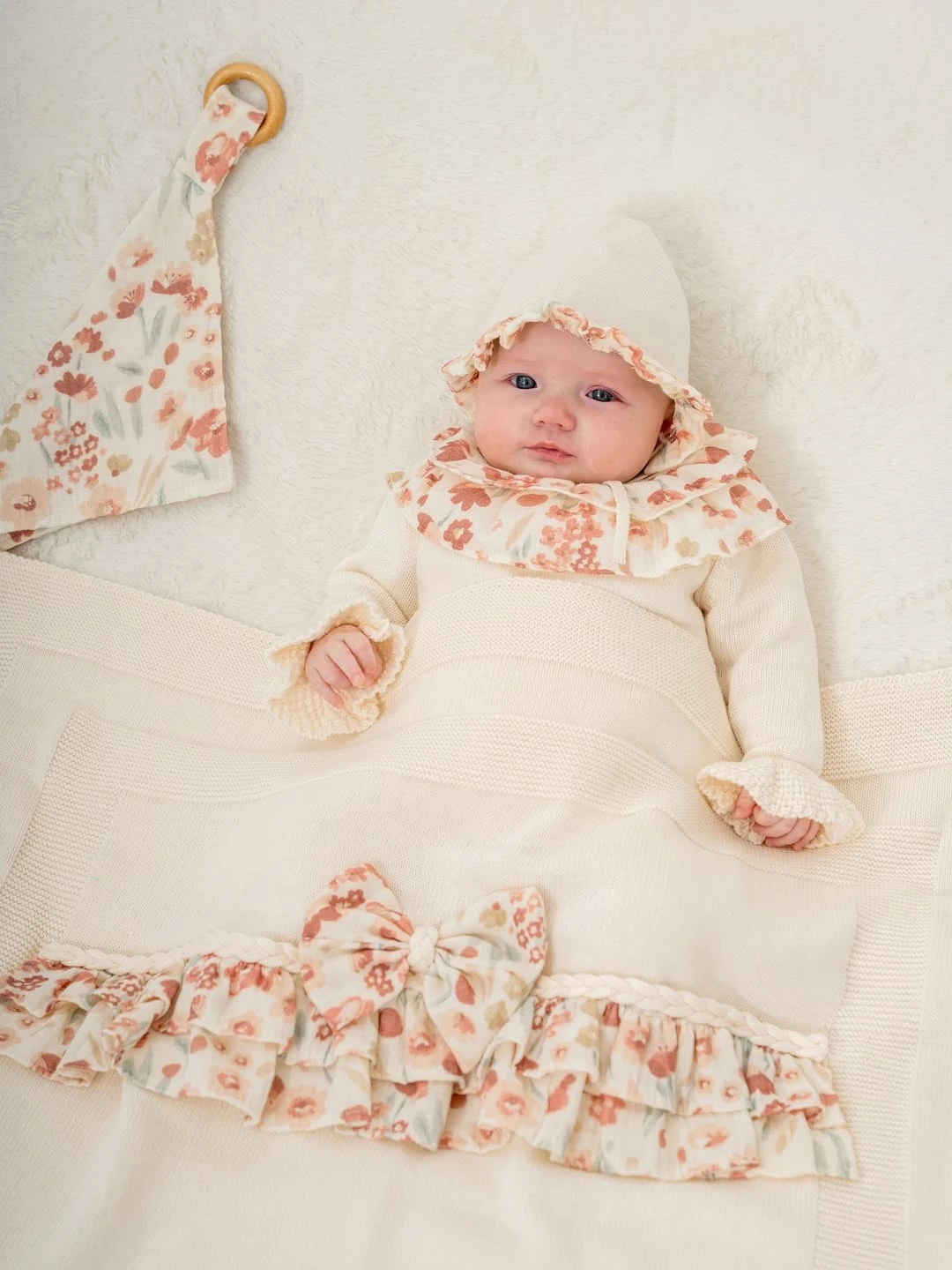 Flora Belle 5’li İnce Triko Kız Bebek Tulum / Hastane Çıkış Seti 