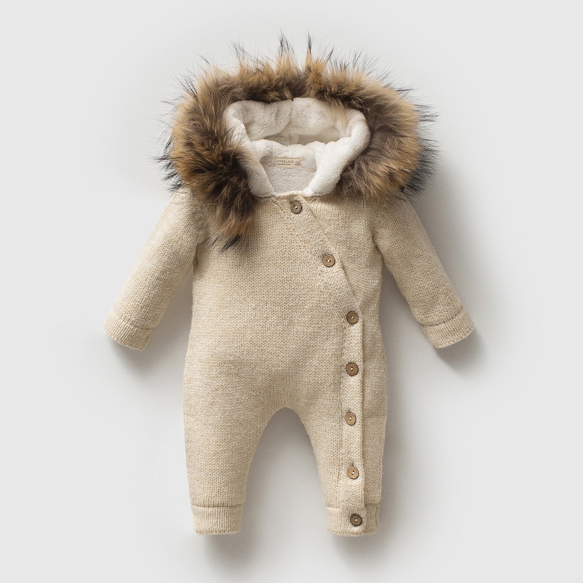 Petit Nordic Fur Kürklü Bebek Triko Tulum