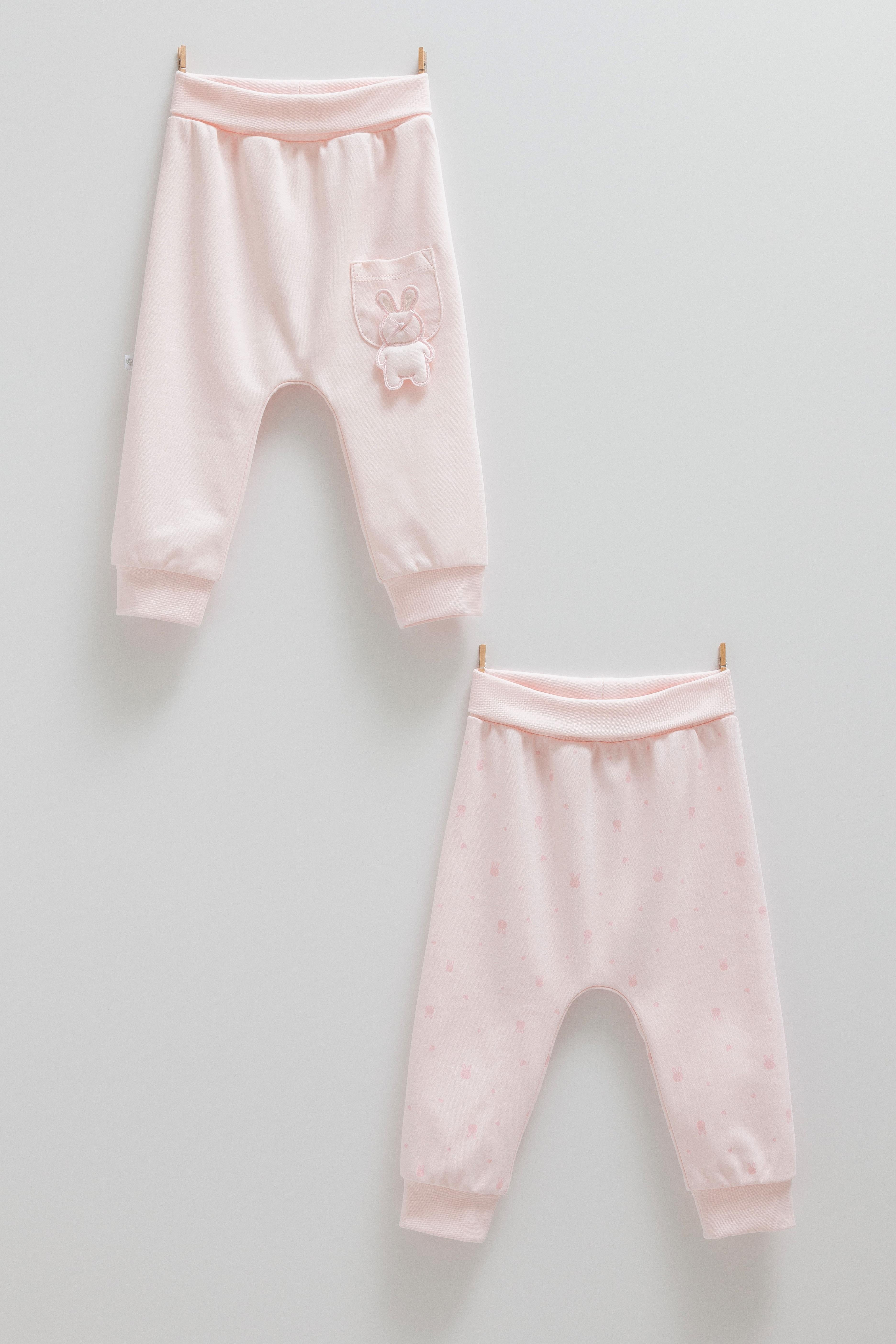 Cute Rabbit 2’li Kız Bebek Pantolon - Pembe