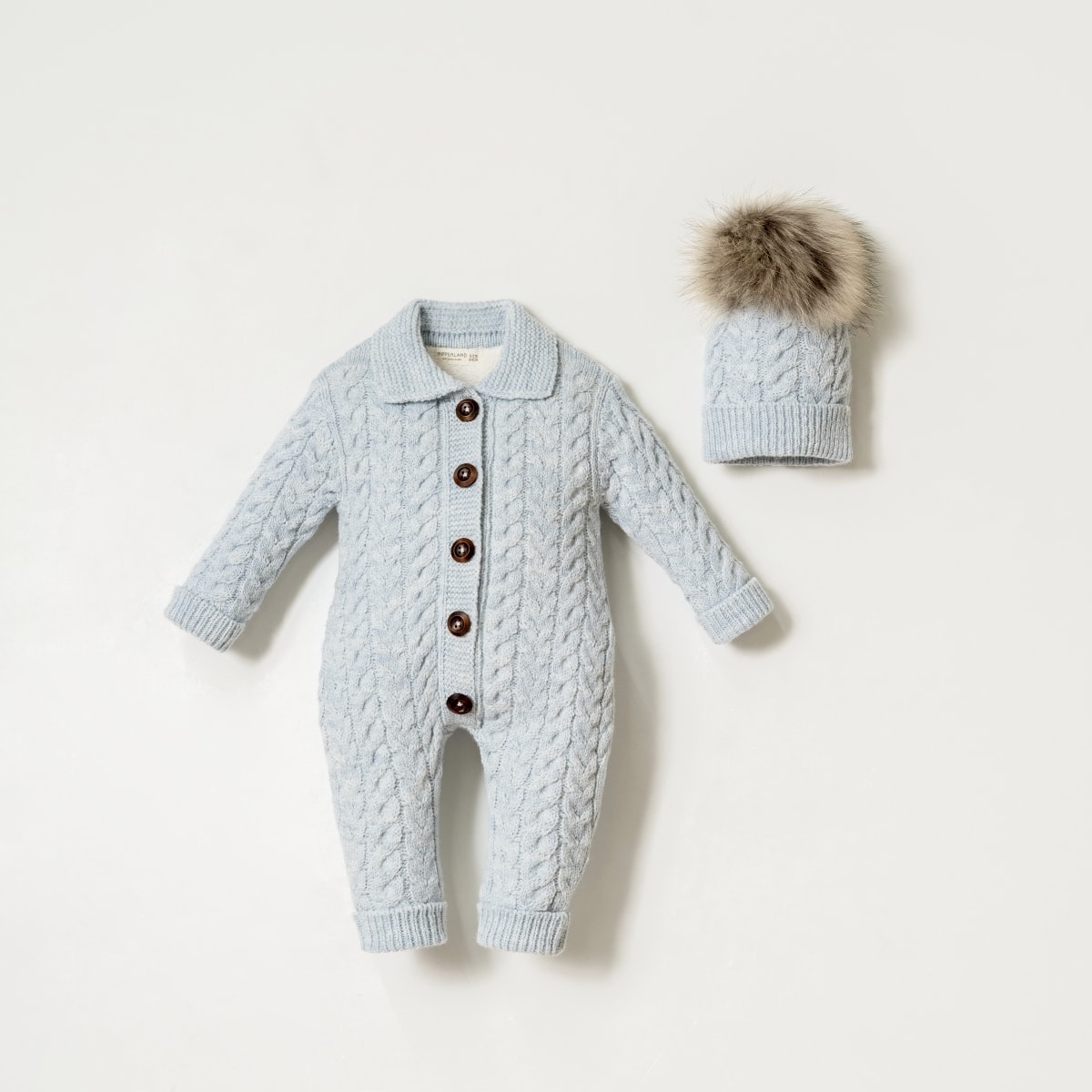 Bébé Tricot Doux Erkek Bebek Şapkalı Triko Tulum - Mavi