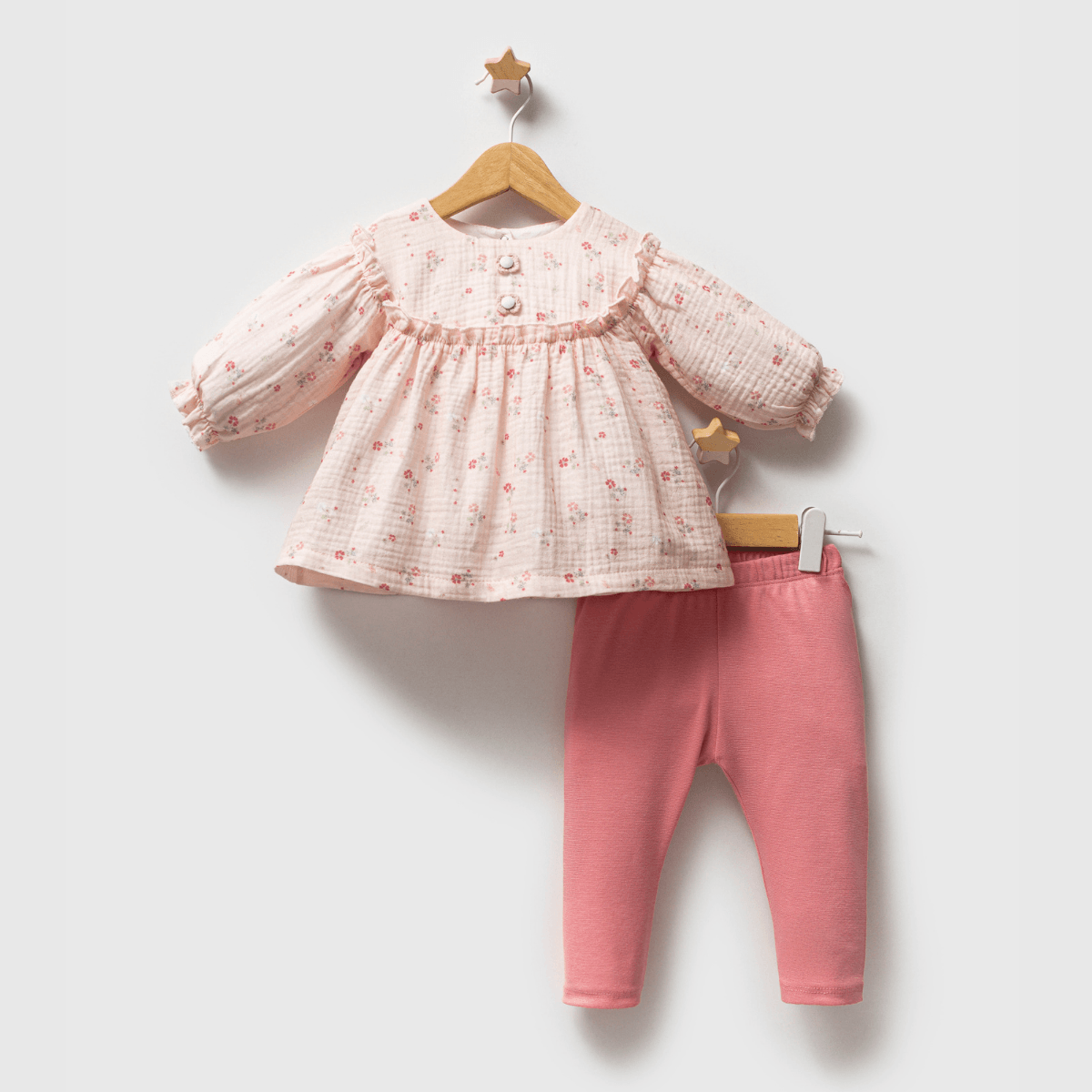 Petit Patchwork Kız Bebek 2'li Takım - Pembe