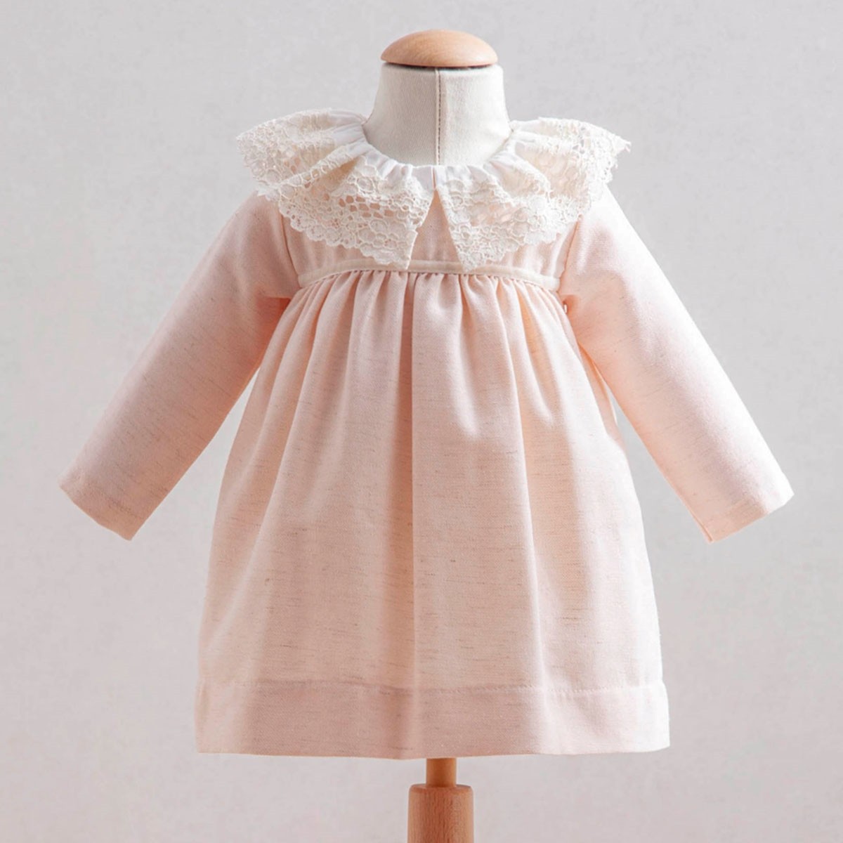 Lace Blossom Dantelli Kız Bebek Elbisesi - Somon