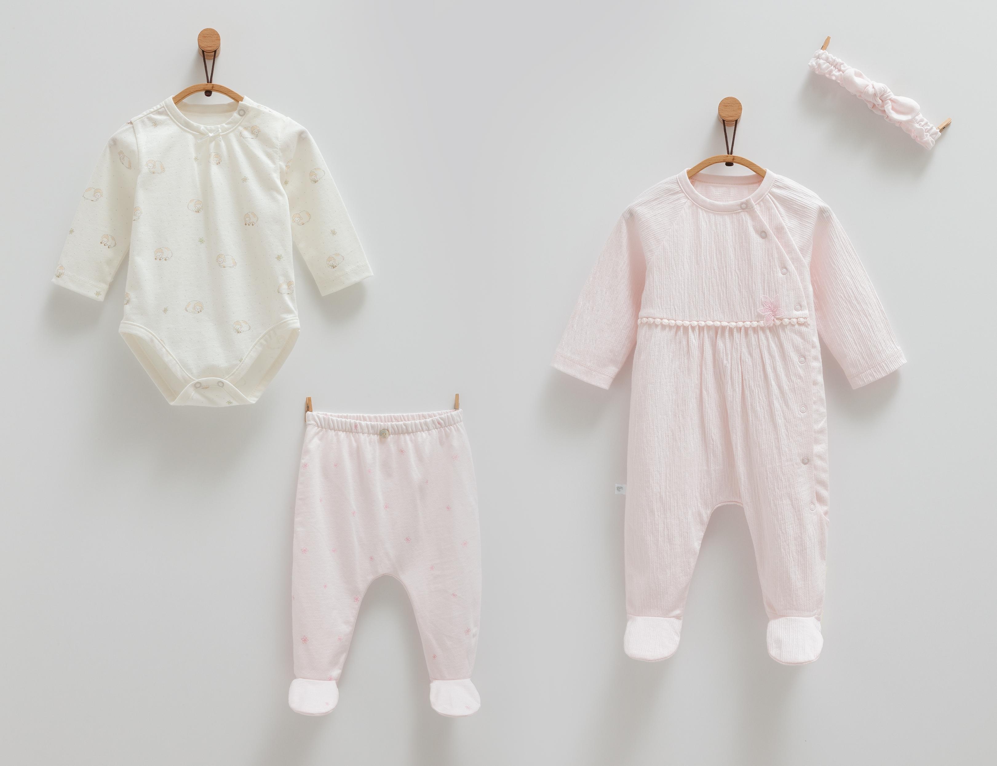 Belle Bébé 4'lü Kız Bebek Hastane Çıkış Seti  - Pembe