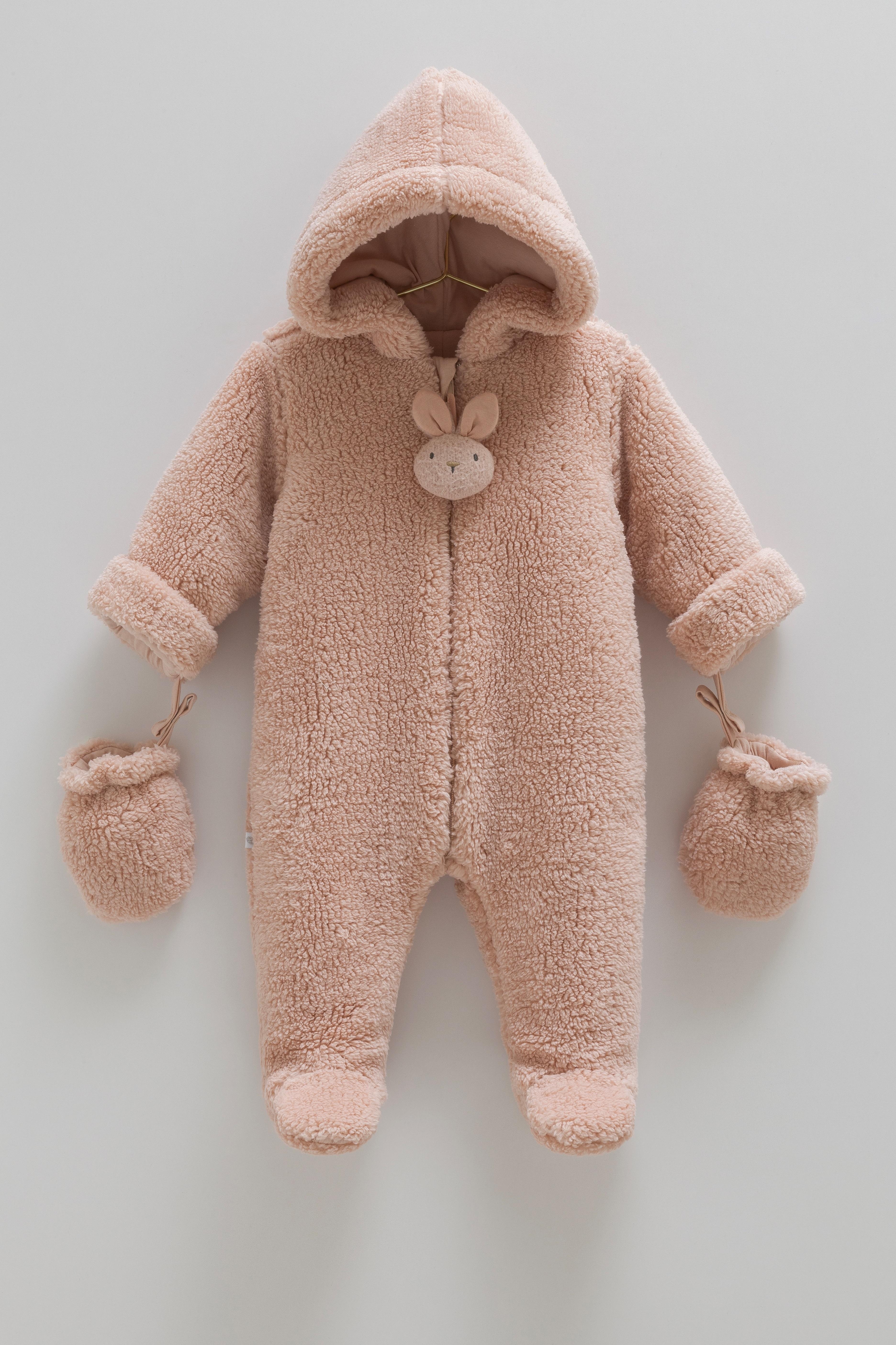 Petit Ourson Hiver Welsoft Kız Bebek Tulum - Vizon