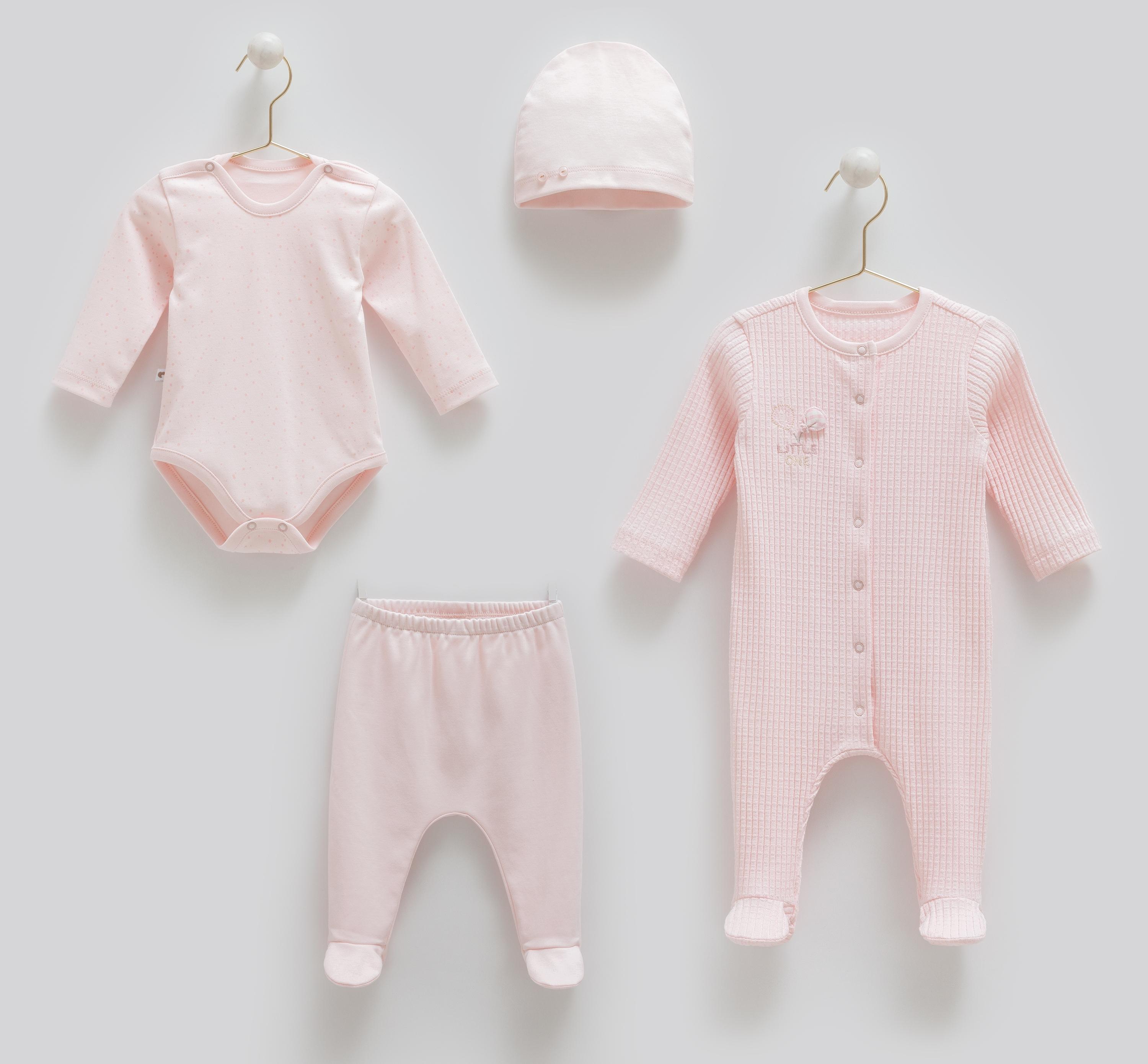 Soft Colour Ribaneli 4'lü Kız Bebek Hastane Çıkış Seti