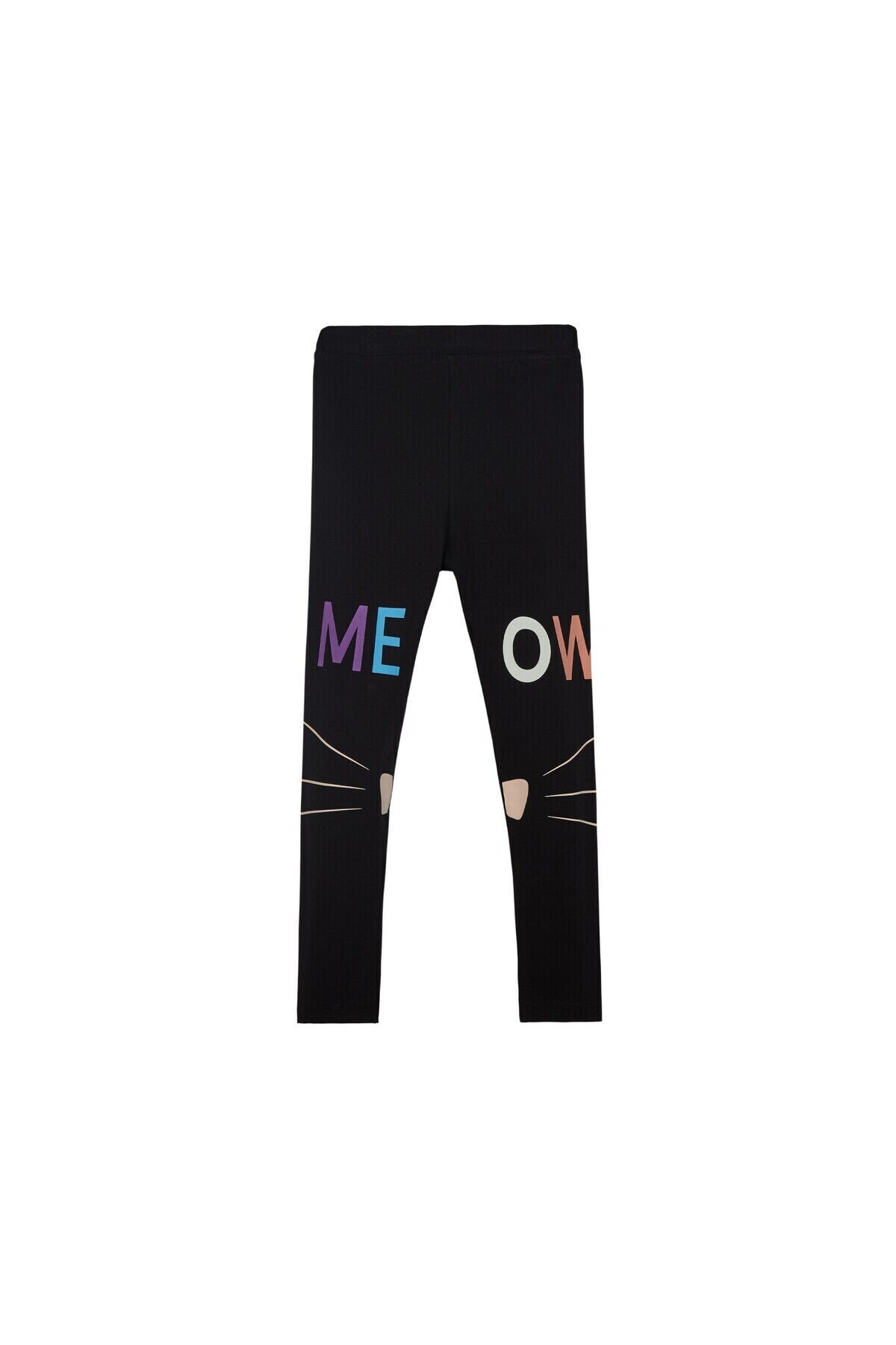 Lovetti Meow Face Baskılı Kız Çocuk Tayt - Black