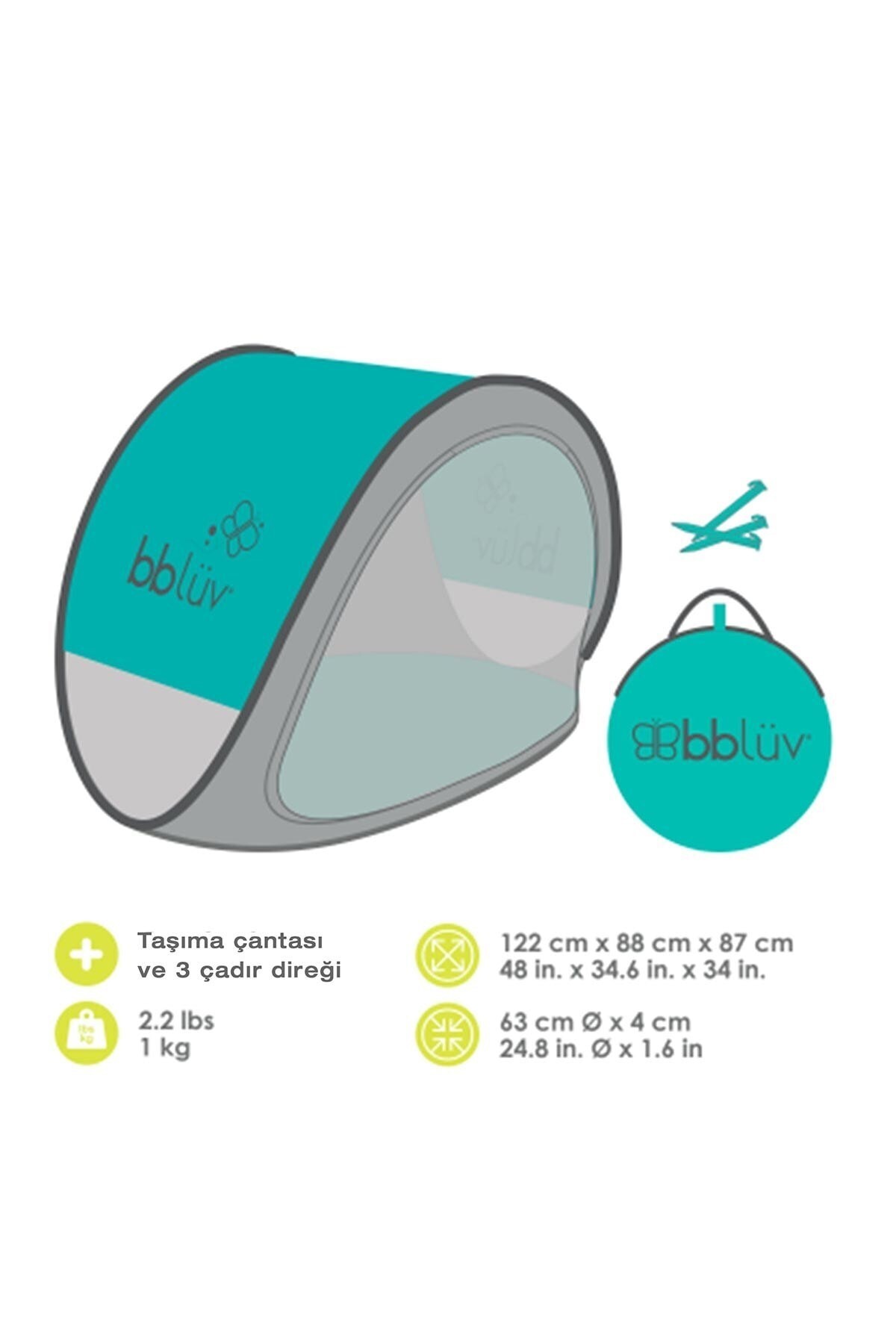 Bblüv Sunkitö UV Koruyuculu Çocuk Çadırı Turkuaz