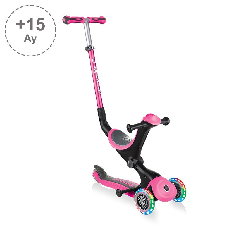 Globber Go Up Deluxe Işıklı Scooter Pembe