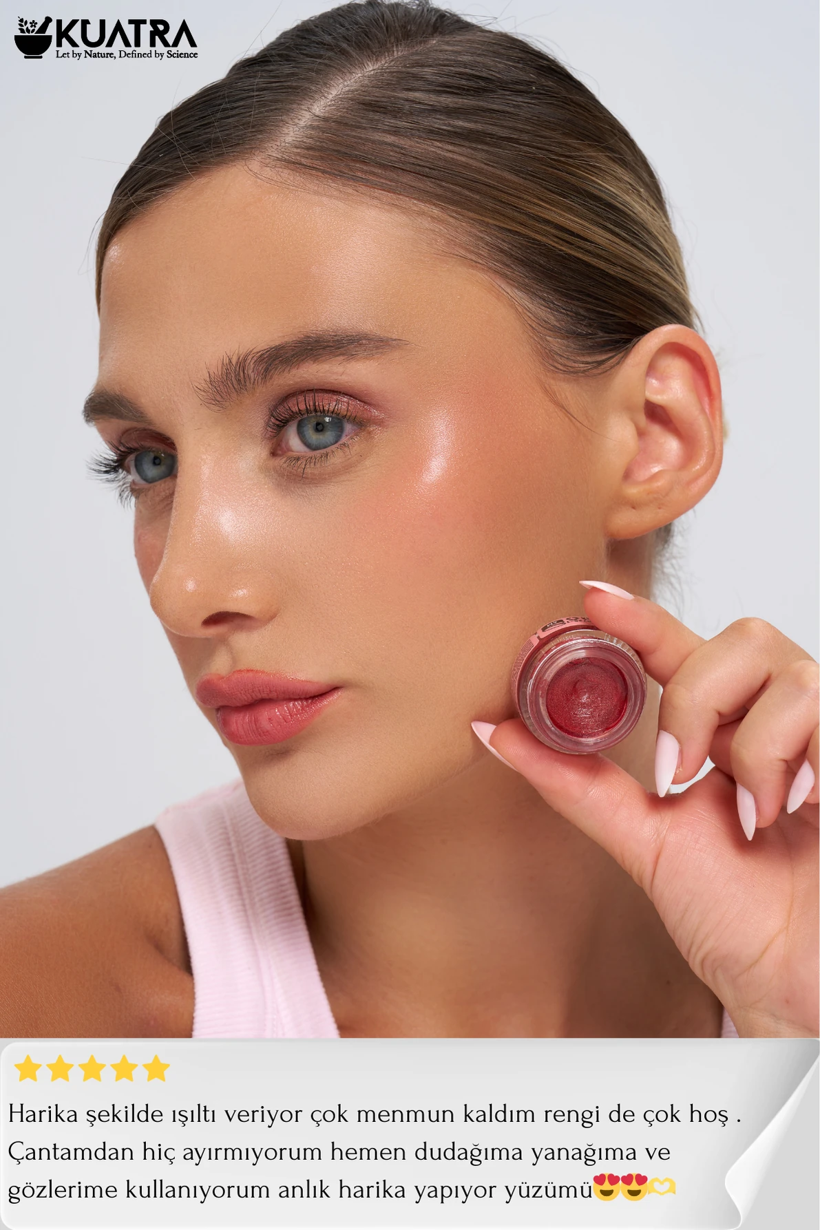 Kuatra Calendula Glow Natural Ingredient Moisturizer - Antioxidant Shine Balm (Highlighter-Eyeshadow-Blush-Lipstick) 7ml