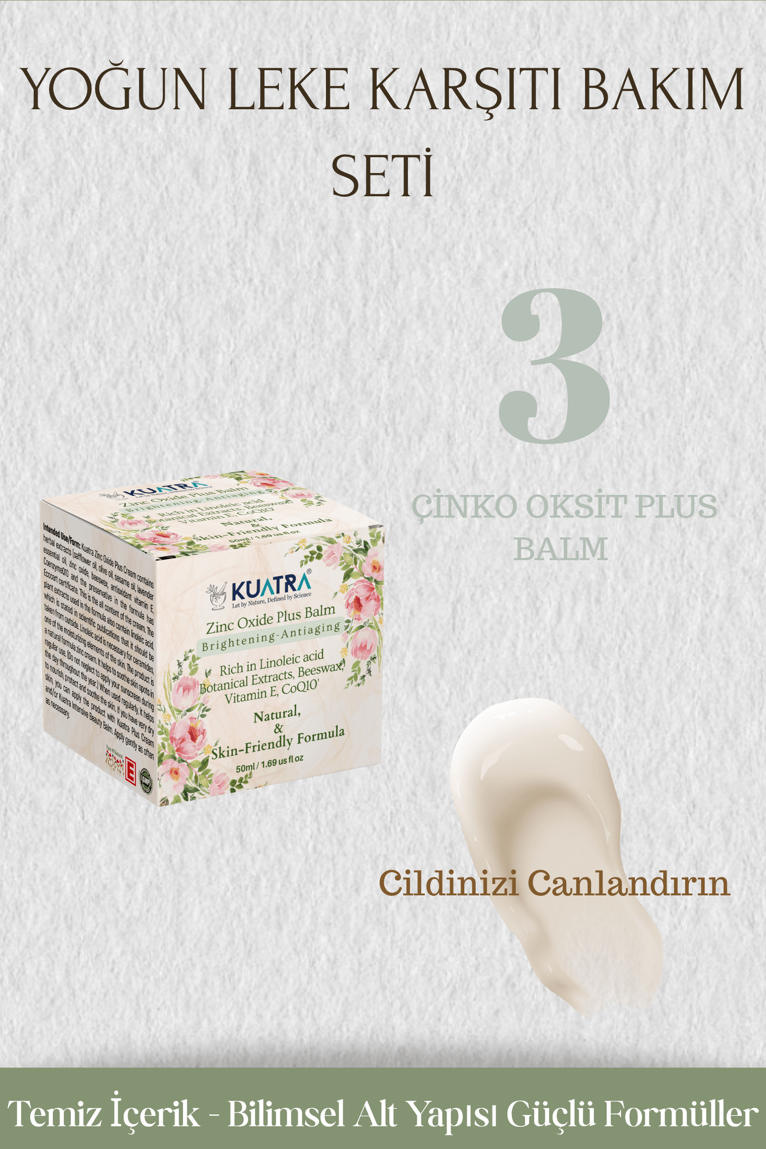 Kuatra Koyu Leke, Yaşlanma Karşıtı Ve Yoğun Nem Gündüz Set Doğal Içerikli Krem ve Serum